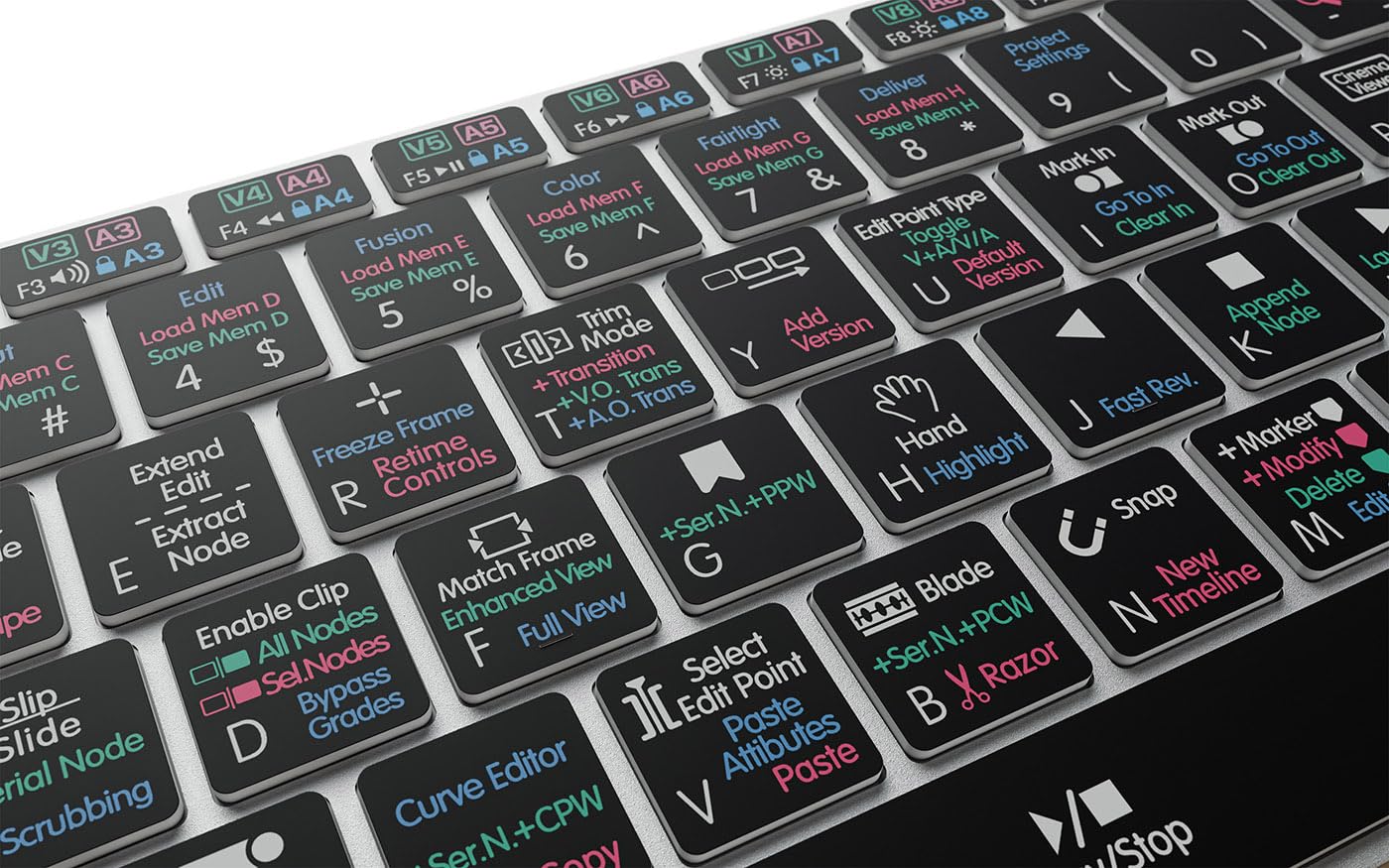 DaVinci Resolve Backlit Pro Aluminum Keyboard for Windows - Professional Video Editing Keyboard with Backlit Keys - Perfect for Film Editors & Color Grading Studios