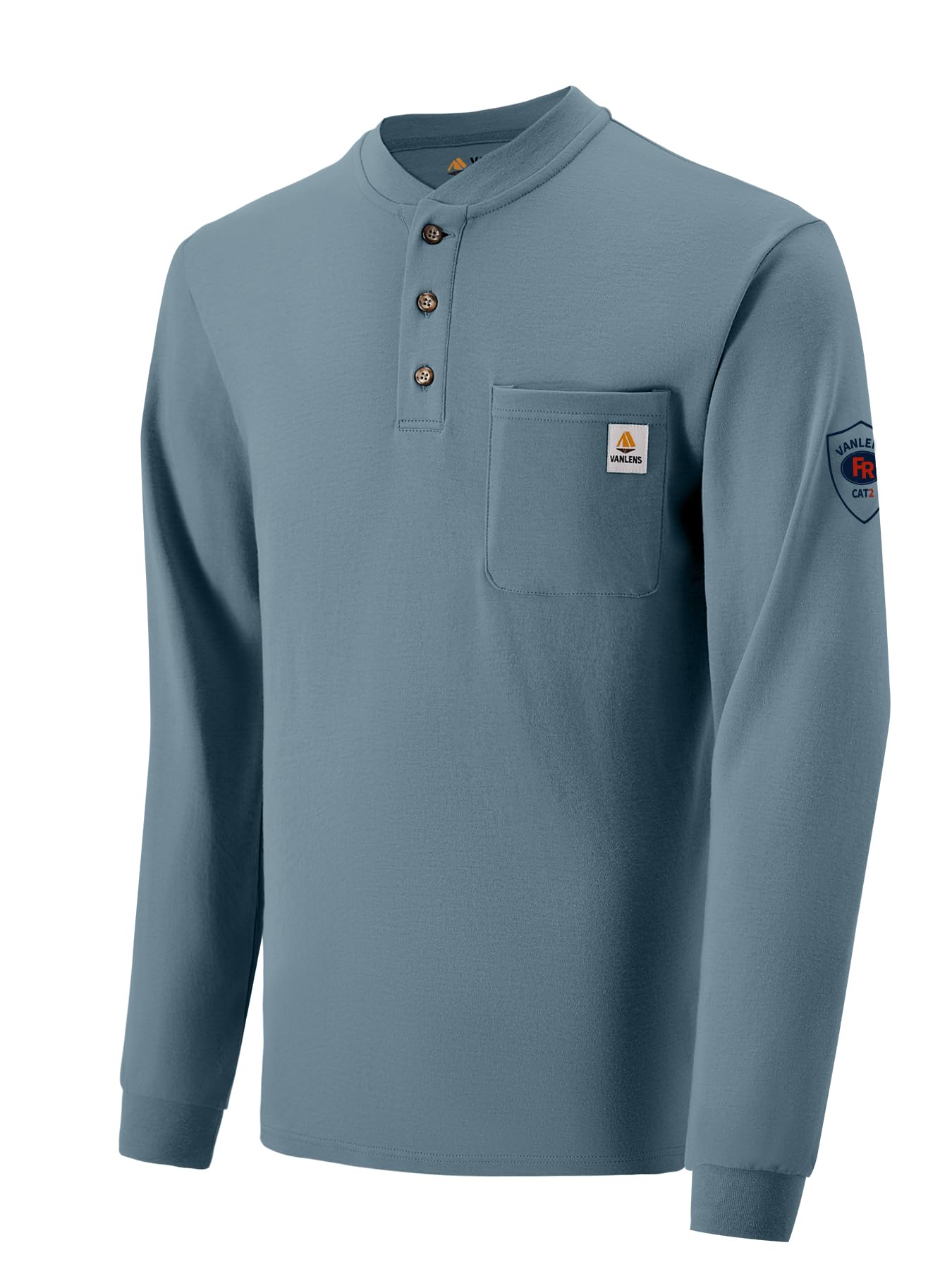 Men's Flame Resistant (FR) Shirts - Lightweight 6.5oz Long Sleeve Henley Shirts | CAT2 NFPA2112 Certified FR Clothing for Work & Outdoor Safety