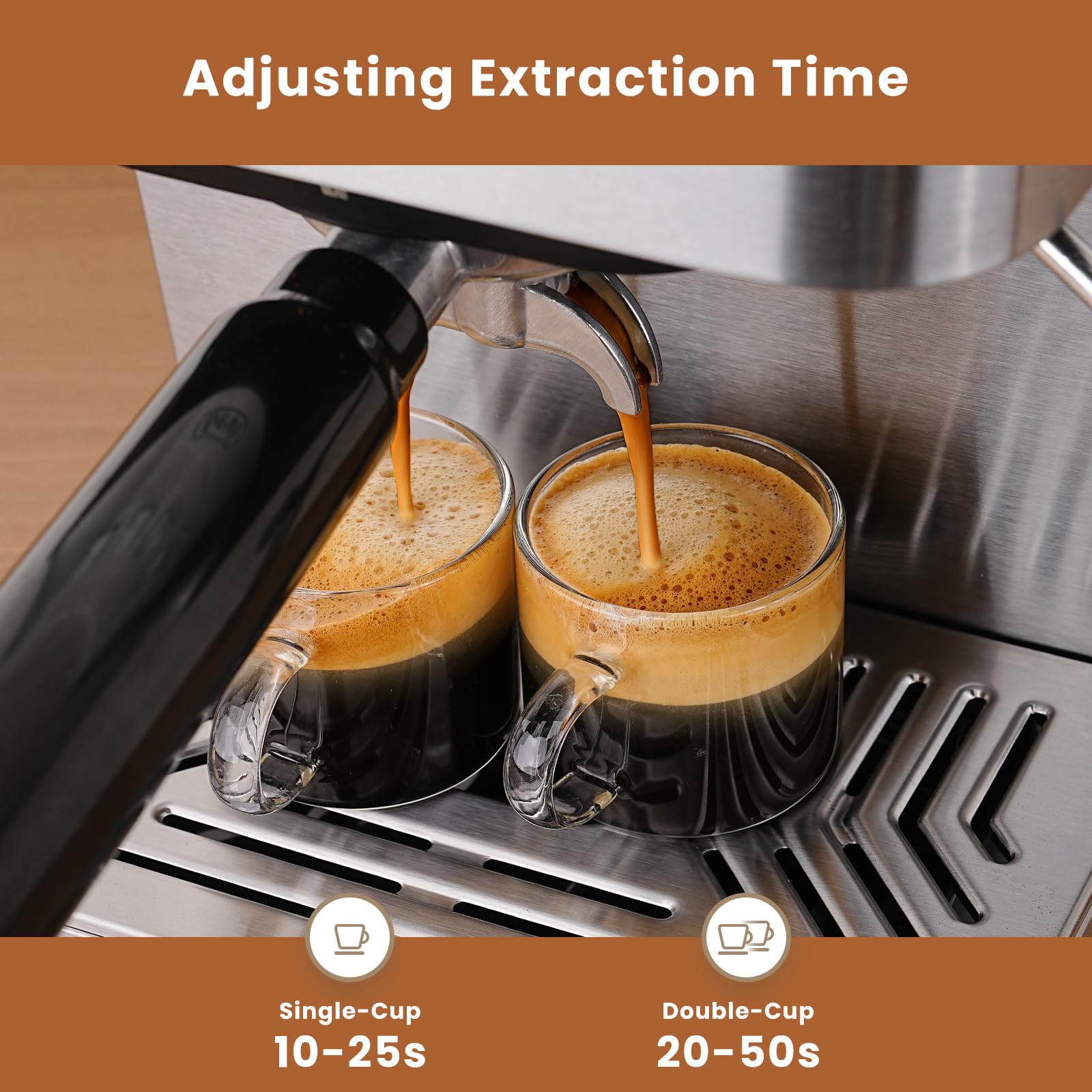 Gevi 20 Bar Espresso Machine with Milk Frother - Compact Super Automatic Coffee Maker for Cappuccino & Latte - Stainless Steel Home Espresso Machine - Perfect Gift for Dad or Mom - Ideal for Home Kitchens, Offices & Coffee Enthusiasts