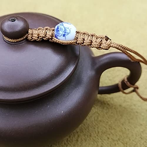 8-Piece Hand-Woven Teapot Rope Set - Traditional Kung Fu Tea Ceremony Accessory with Porcelain Beads for Ceramic Teapots & Cups - Perfect for Chinese Tea Brewing, Home Decor and Gift Giving