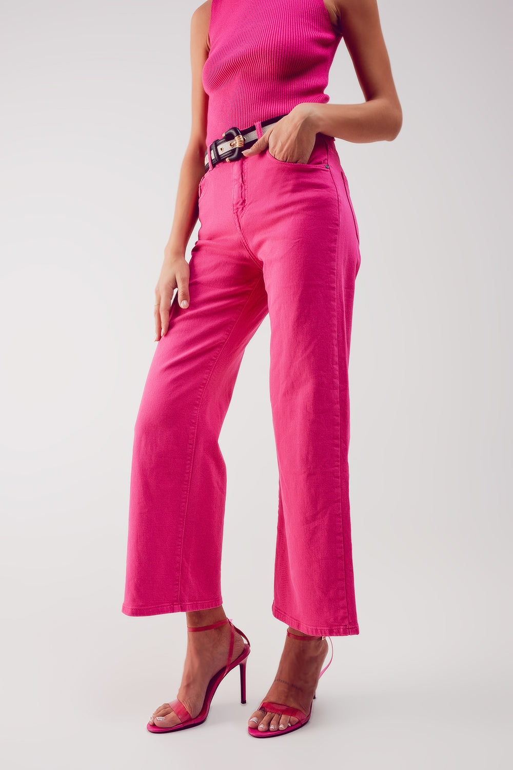 Women's Fuchsia High-Waisted Stretch Jeans - Comfortable & Stylish for Casual Wear, Work & Date Nights