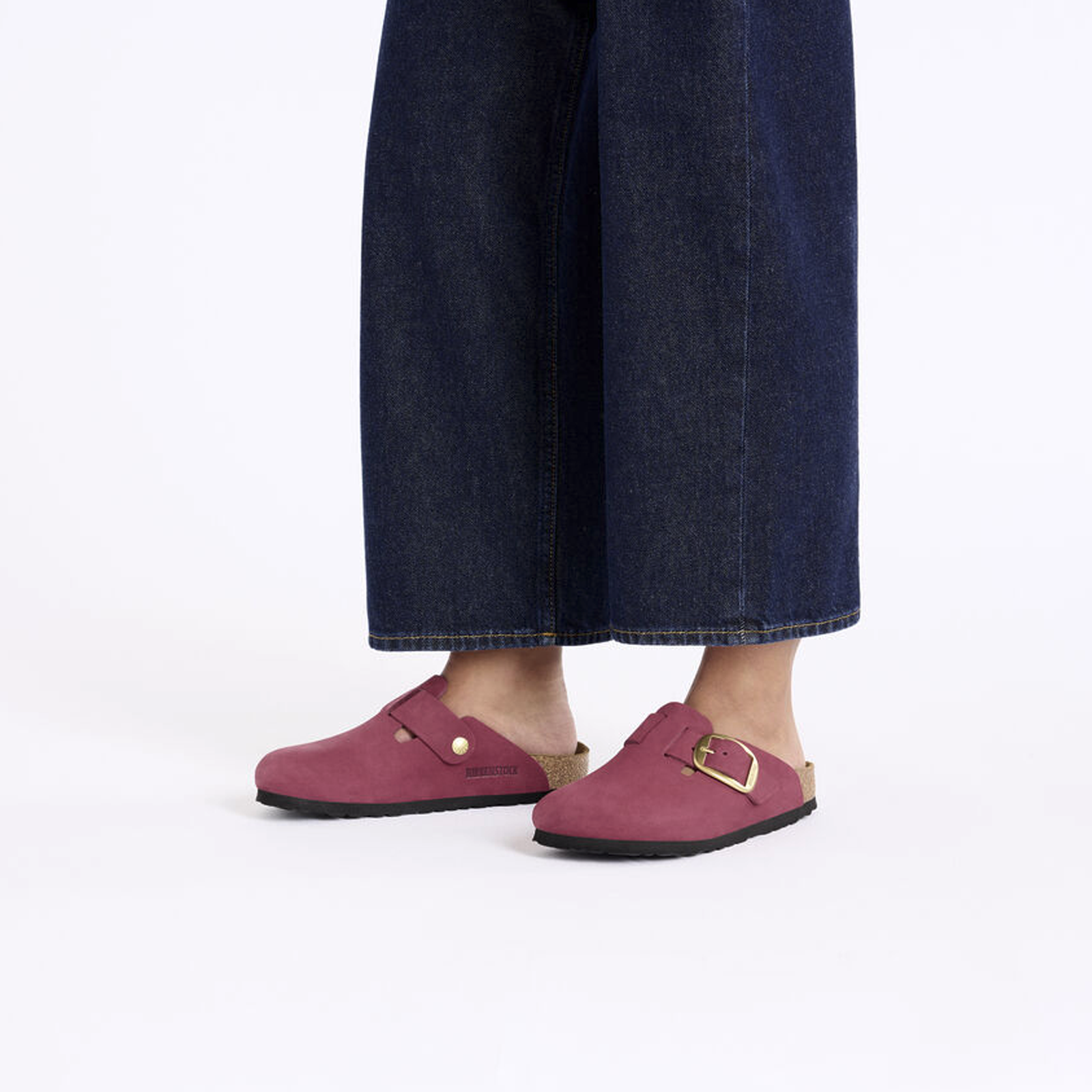 Birkenstock Boston Big Buckle Narrow Clog for Women - Berry Crush Nubuck Leather Comfort Shoes | Slip-On House Shoes for Relaxing at Home, Casual Outfits & Errands
