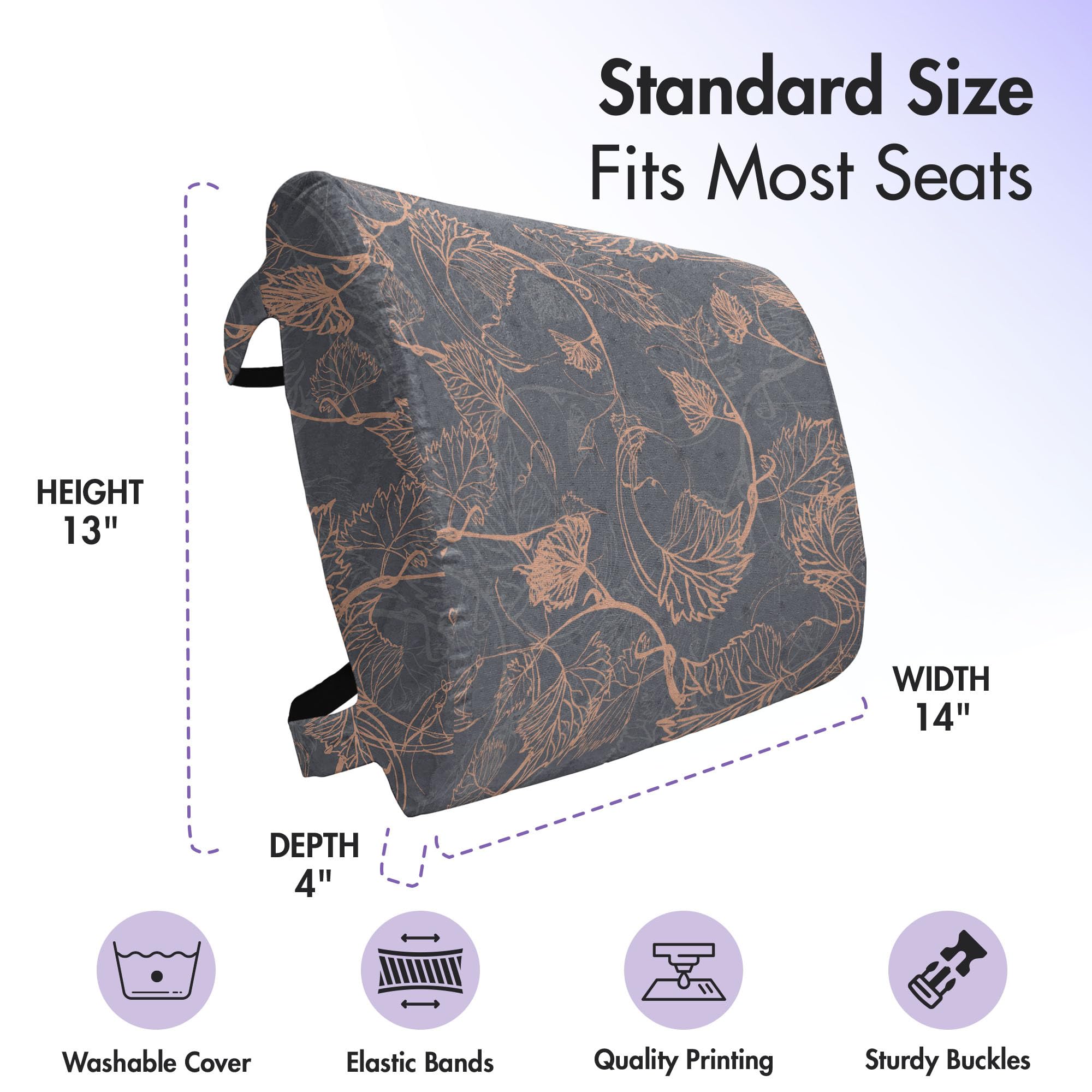 Ambesonne Vine Lumbar Support Pillow - Abstract Pink Grapevine Leaves Print, High Density Foam for Office Chair & Car Seat - 14
