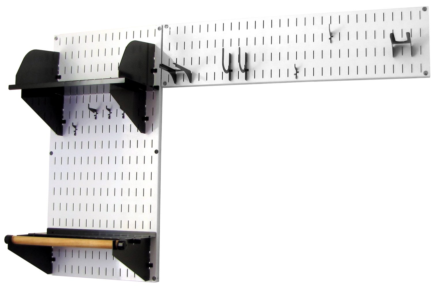 Wall Control Laundry Room Organizer - Wall Mounted Storage System with White Panels & Black Accessories - Perfect for Small Spaces, Apartments & Home Organization