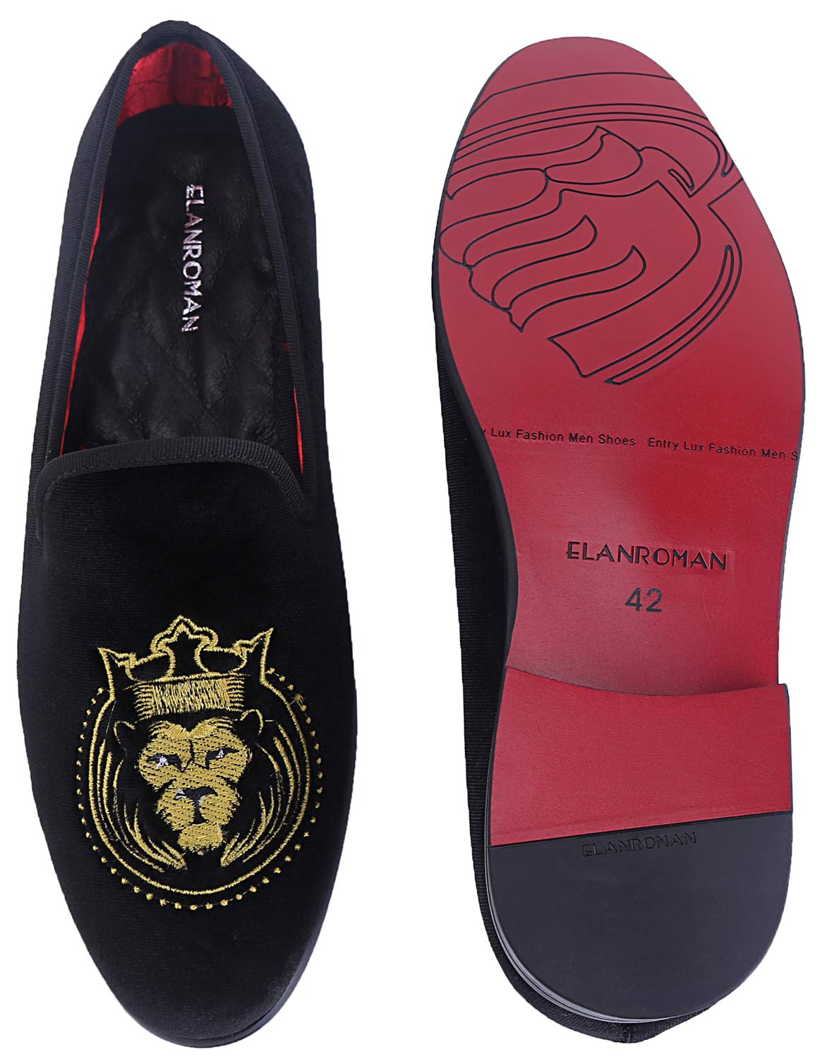 ELANROMAN Men's Velvet Embroidered Loafers - Fashionable 1.0 & 2.0 Dress Shoes for Wedding, Prom, Party & Formal Occasions - Comfortable Slip-On Shoes for Business, Office and Special Events