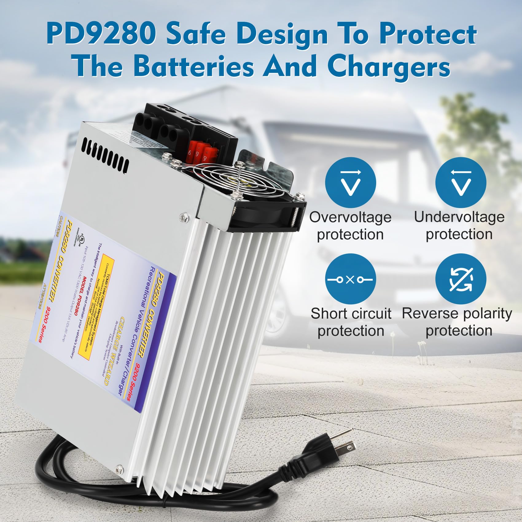 80A RV Inverter Converter Charger PD9280AV - Intelligent Power Converter & Battery Charger for Lead Acid Batteries - Compatible with PD9200 Series - Perfect for RV Campers, Trailers & Caravans - Keep Your RV Powered On The Road & Off-Grid Adventures