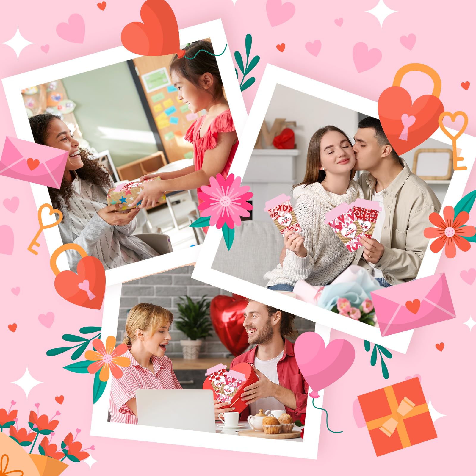 48-Pack Valentine's Day Coffee Cup Gift Card Holders - Latte-Themed Holiday Appreciation Cards for Teachers, Office, Colleagues & Business Gifts - Perfect for Classroom Rewards, Employee Recognition & Customer Appreciation