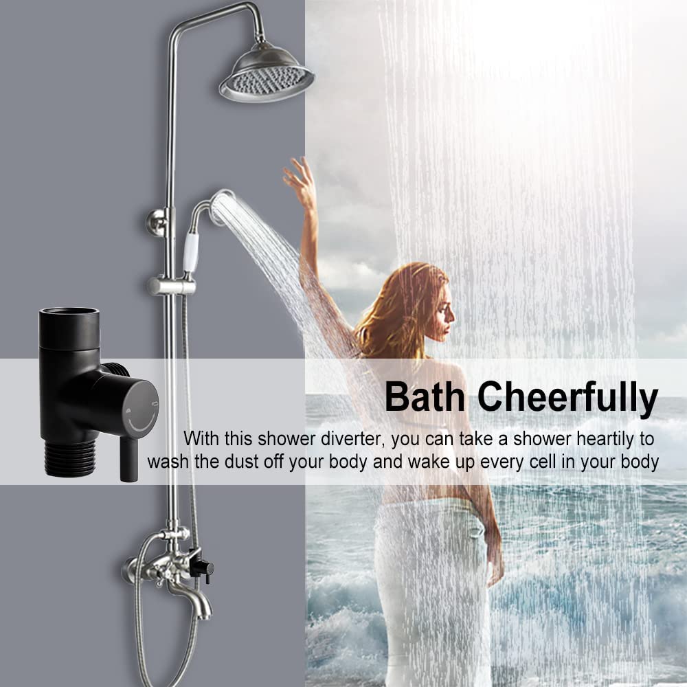 Premium Oil Rubbed Bronze 3-Way Shower Diverter Valve - Universal Metal Shower Arm Splitter for Handheld & Fixed Spray Heads - Durable Shower System Replacement Part - Perfect for Bathroom Renovation & Spa-Like Shower Experience