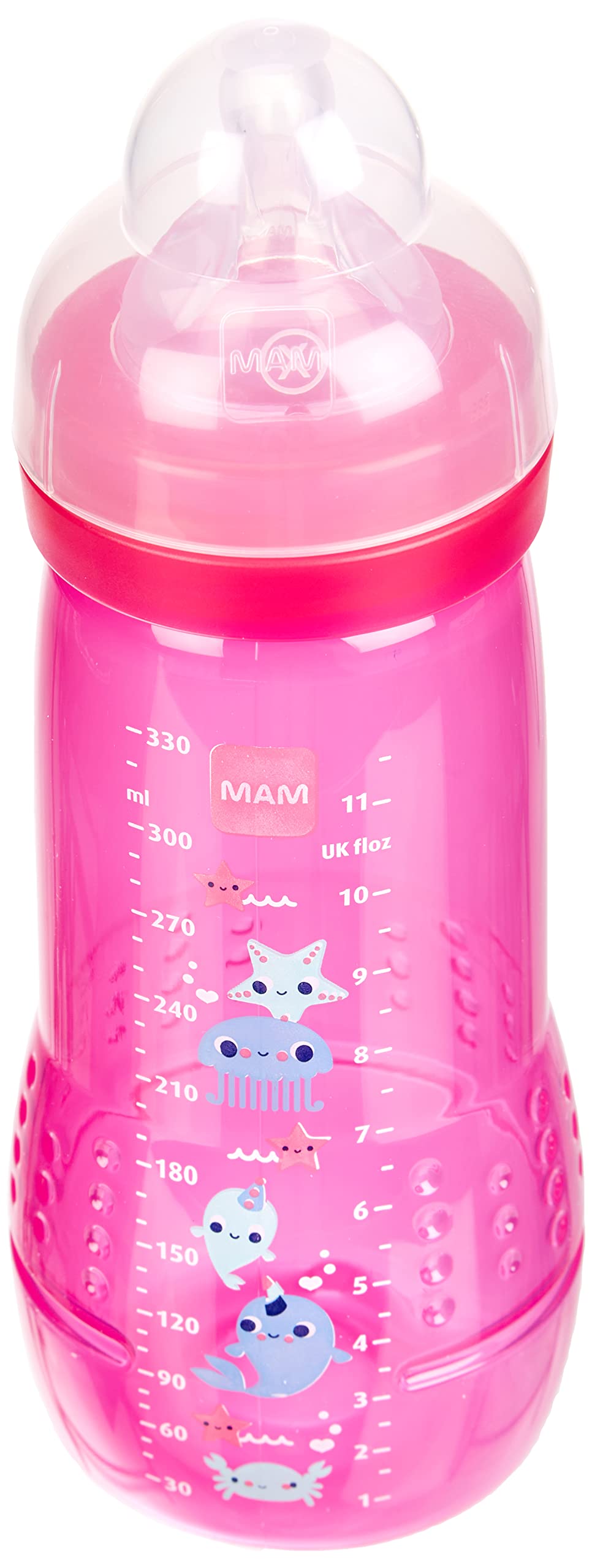 Mam MAM Easy Start Anti-Colic Baby Bottles 330ml (6 Months+) - BPA-Free, Girl Design - Perfect for Feeding & Reducing Gas Discomfort