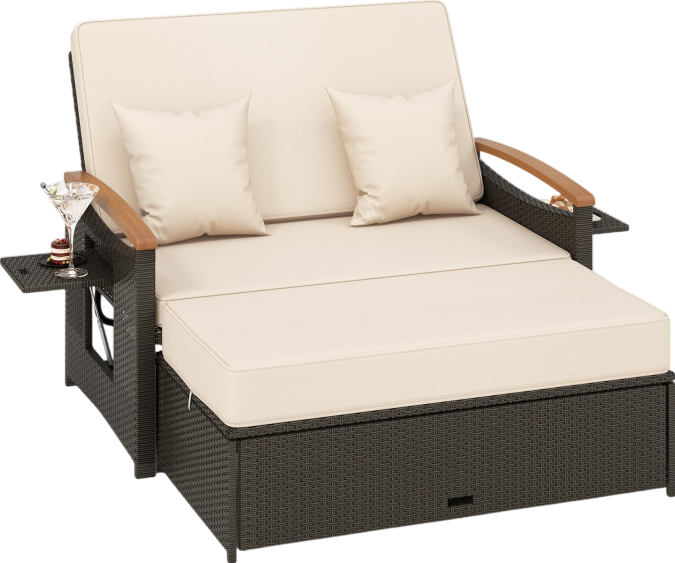 Costway 3-in-1 Convertible Wicker Patio Furniture Set - Daybed, Loveseat & Ottoman with Storage | Outdoor Lounge, Poolside Relaxation & Backyard Decor