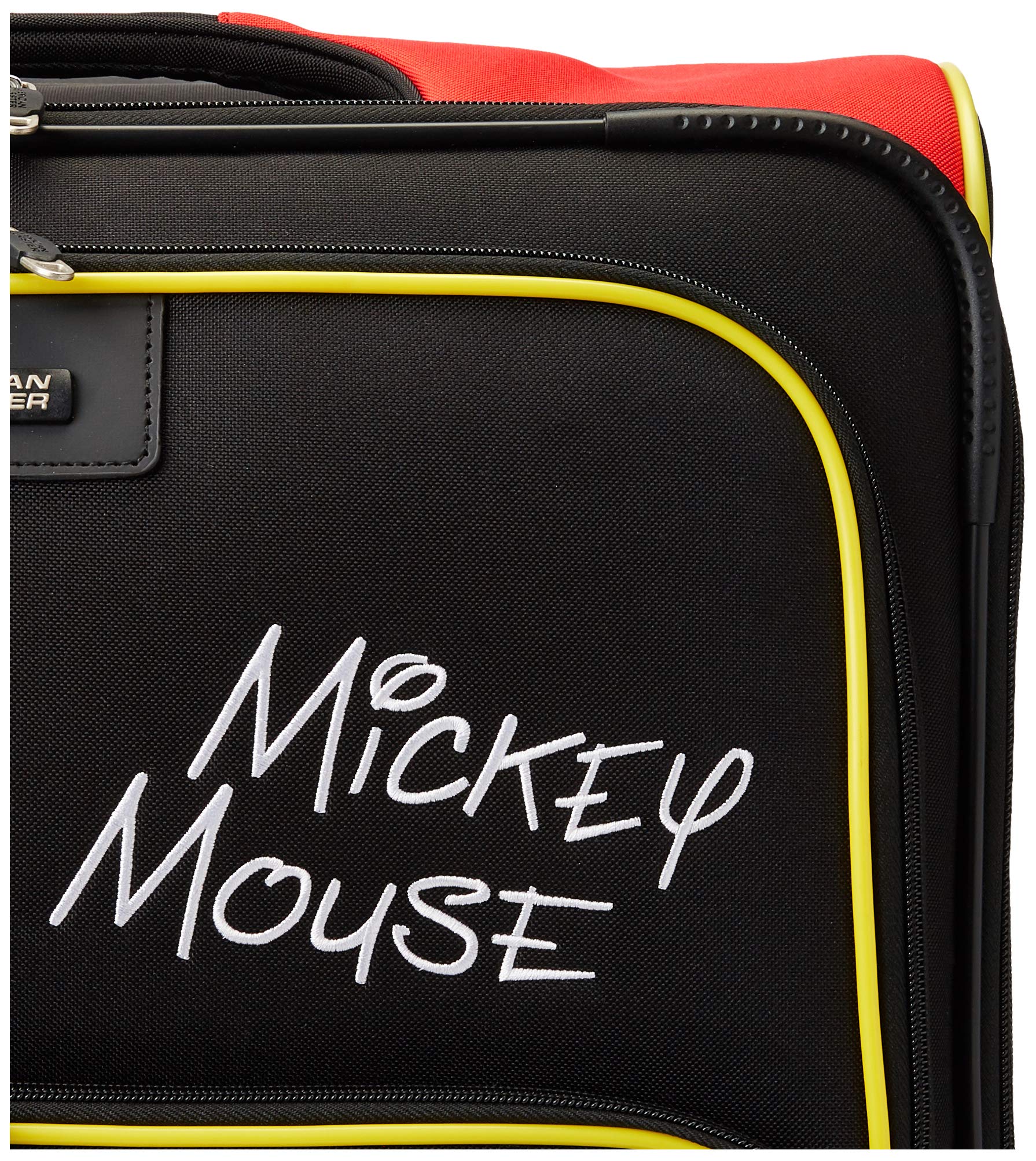 American Tourister Disney Softside Luggage with 360° Spinner Wheels - Mickey Mouse Design Large 28-Inch Checked Suitcase for Family Vacations, Business Trips & Air Travel