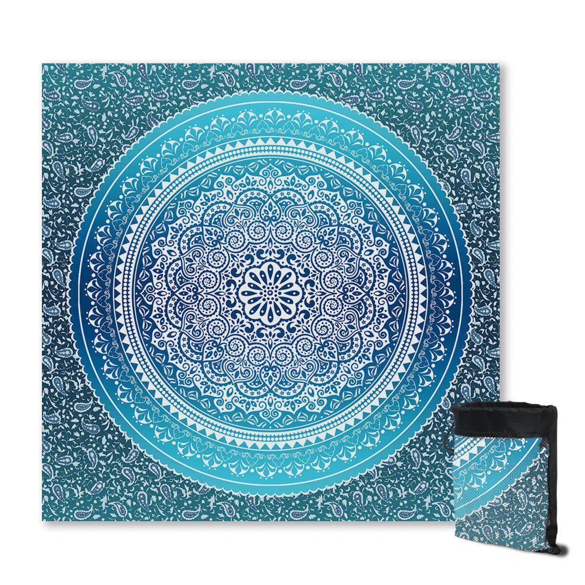 Mandala Blues Sand Free Beach Towel - Quick Dry, Lightweight & Super Absorbent for Pool, Yoga, Travel & Outdoor Activities