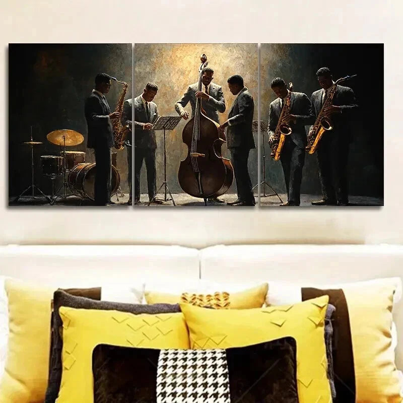 3-Piece Vintage Jazz Musicians Wall Art Set - Framed Canvas 50x70cm - High Quality Print - 100% Australian Made - Ready to Hang - Perfect for Living Room, Bedroom & Office Decor