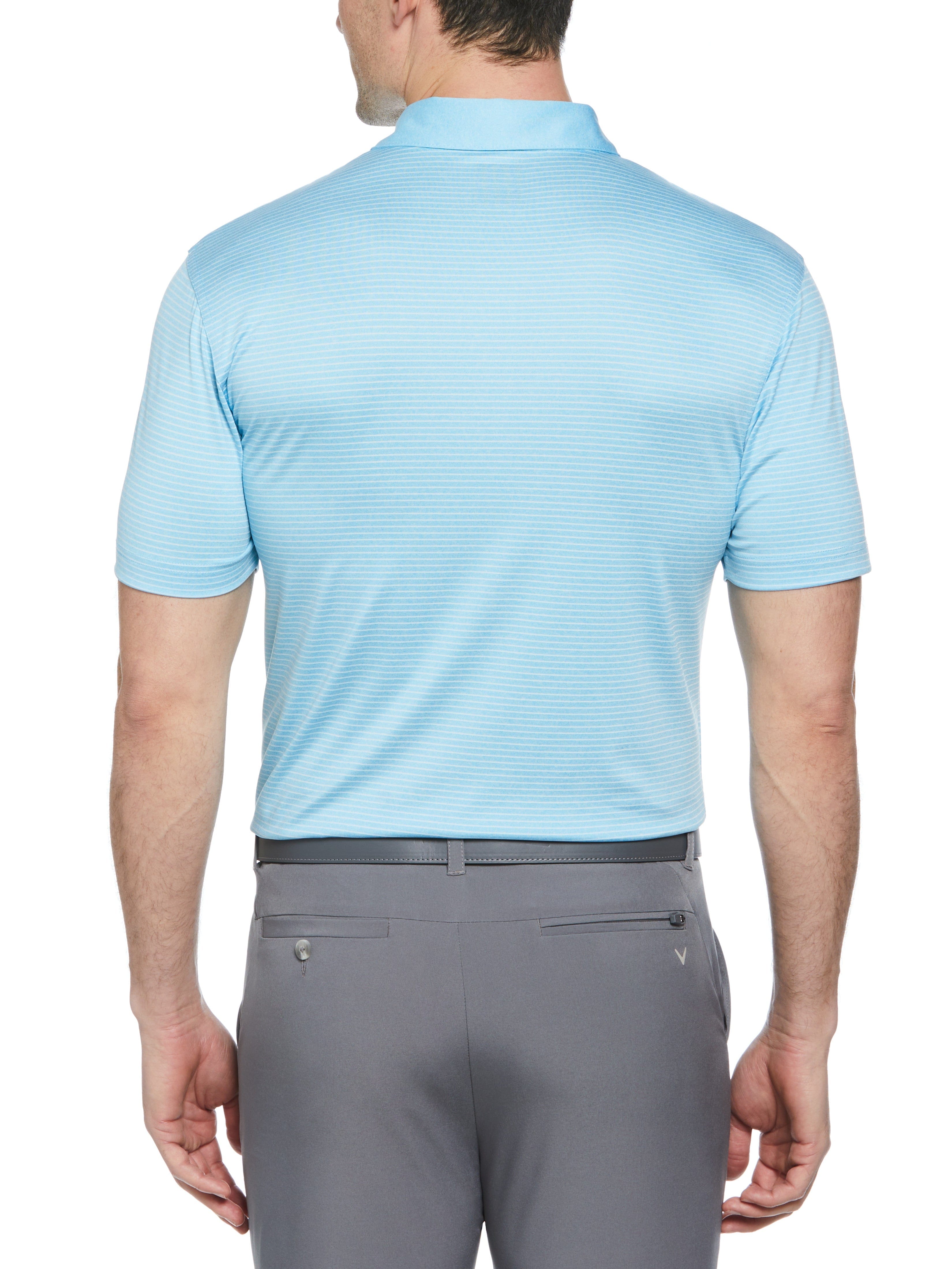 Men's Heather Micro Stripe Golf Polo Shirt - Breathable Moisture-Wicking Performance Top for Golf, Casual Wear & Outdoor Activities