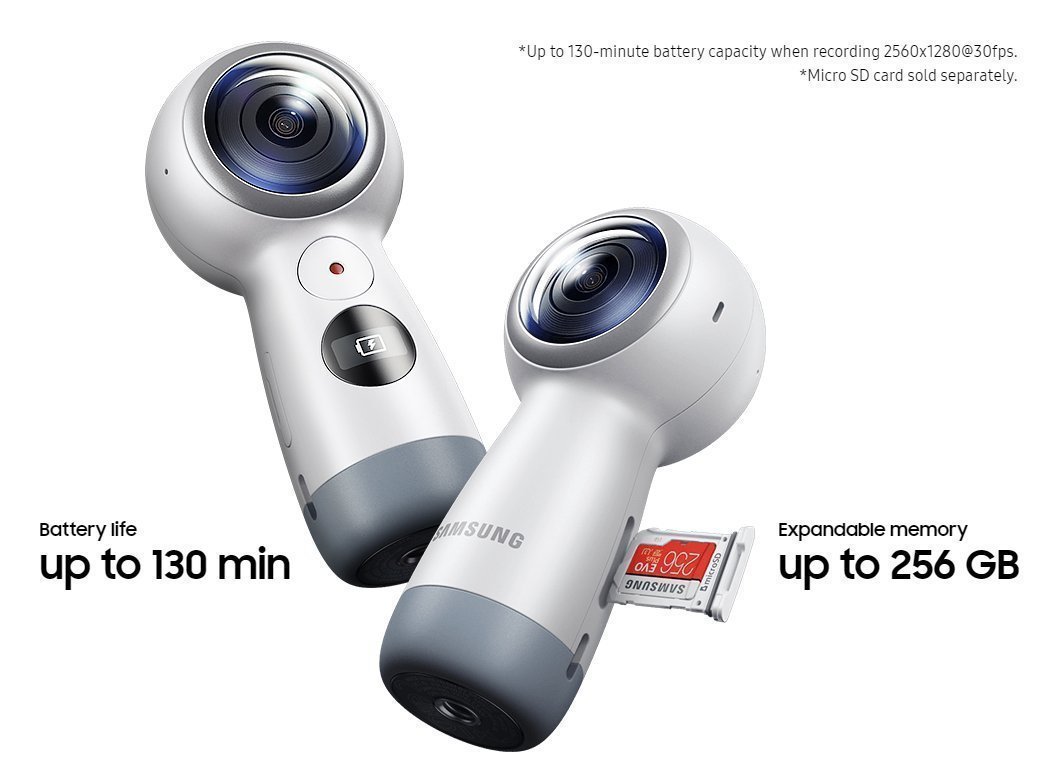 Samsung Gear 360 SM-R210 (2017 Edition) 4K 360-Degree Spherical Camera - International Version (Renewed) - Perfect for VR Content Creation, Travel Vlogging & Immersive Photography