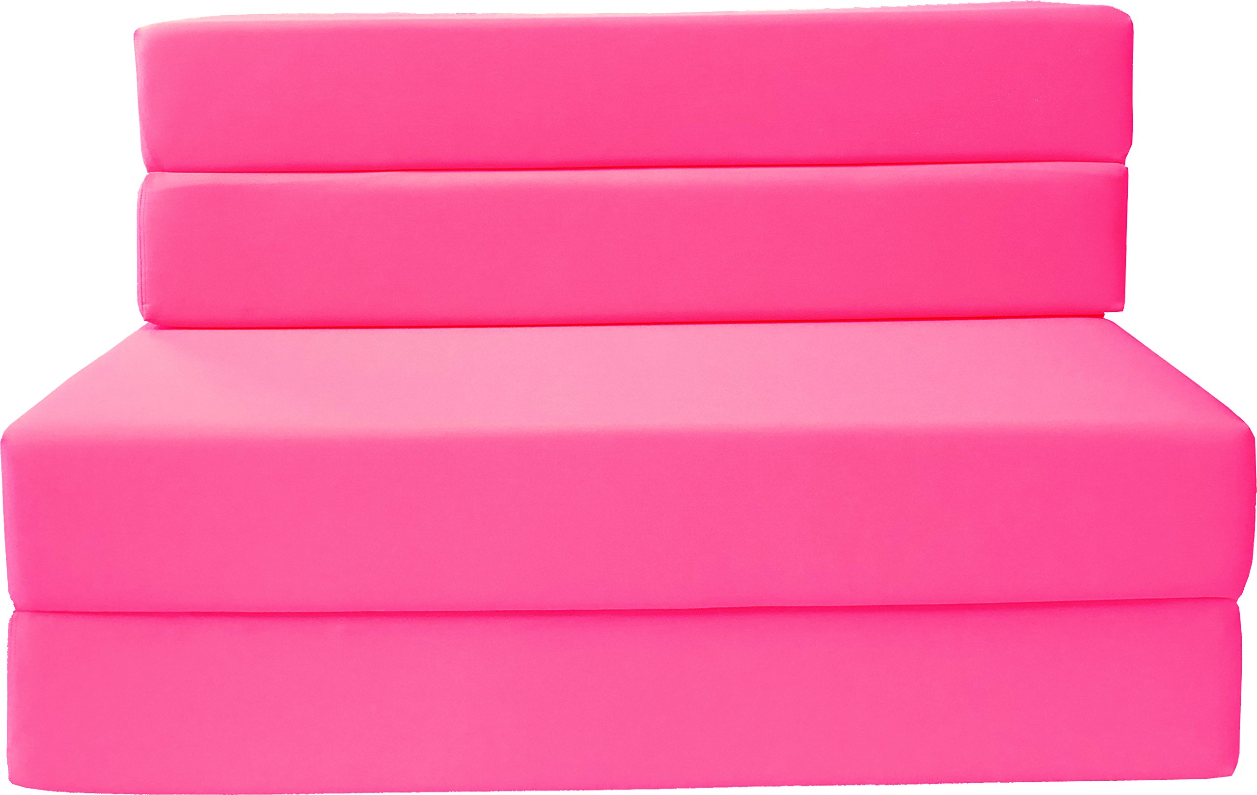 D&D Futon Furniture - Foldable Foam Mattress, Convertible Sofa Chair Bed for Guest Room & Small Spaces (Twin Size, Pink) | Perfect for Studio Apartments, Dorm Rooms & Temporary Sleeping Solutions