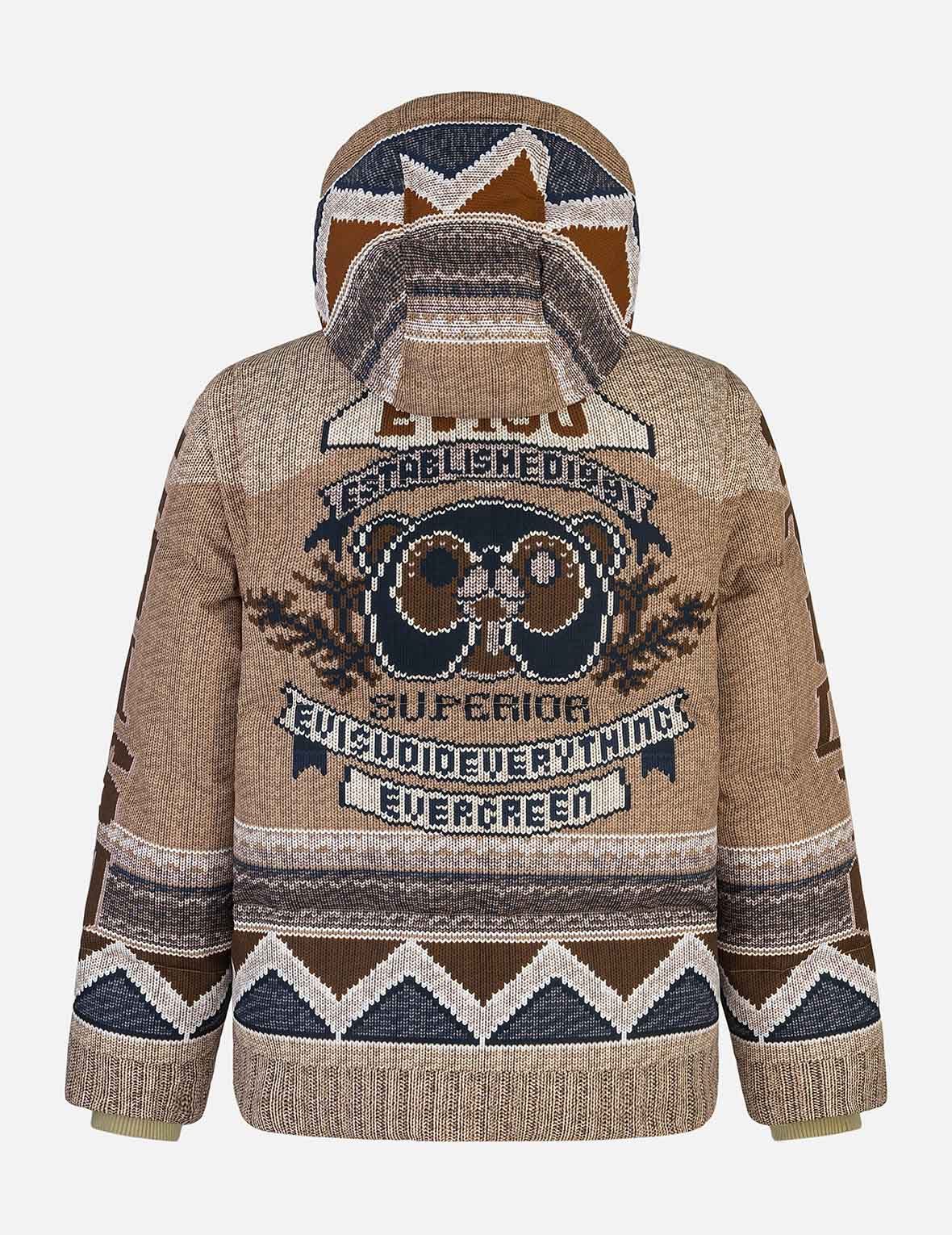 Allover Chimayo Tapestry Knit Print Regular Fit Down Jacket - Warm Winter Coat for Women, Stylish Outerwear for Cold Weather, Perfect for Hiking, Skiing & Outdoor Activities