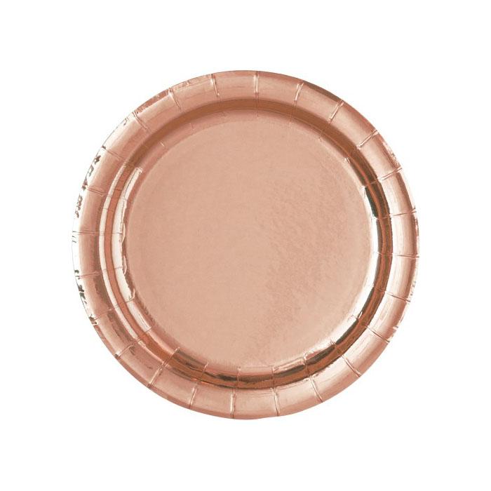 Elegant Rose Gold Disposable Paper Plates - Set of 8 for Parties, Weddings & Special Events | Premium Dinnerware for Elegant Gatherings & Celebrations