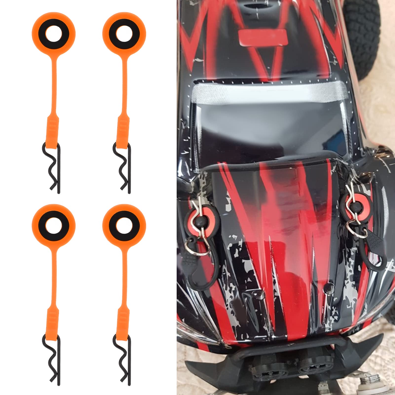 Dilwe 4PCS Universal 1/10 RC Car Shell Body Fixed Clips - Orange Upgrade Replacement Parts for RC Model Cars | Perfect for Off-Road Racing & RC Car Maintenance
