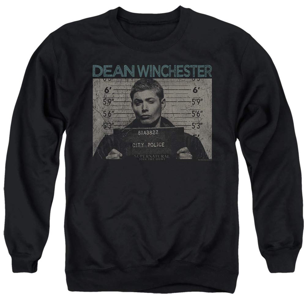 Supernatural Dean Winchester Mug Shot Black Pullover Hoodie - Stylish TV Show Merchandise for Fans & Casual Wear
