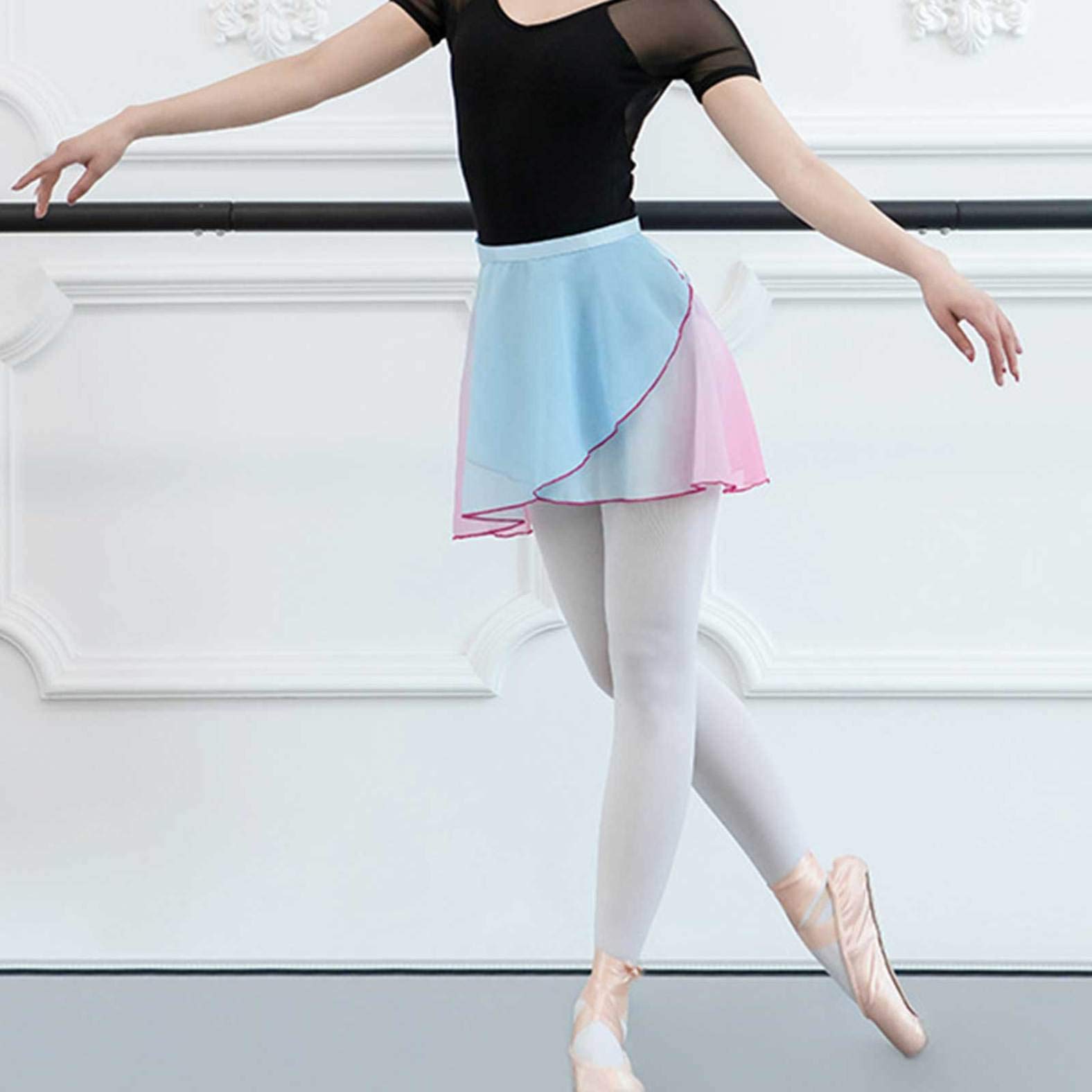 Aislor Women's Classic Ballet Wrap Skirt - Gradient Chiffon Dance Skirt with Adjustable Waist Tie for Ballet, Jazz, Contemporary Dance & Performance