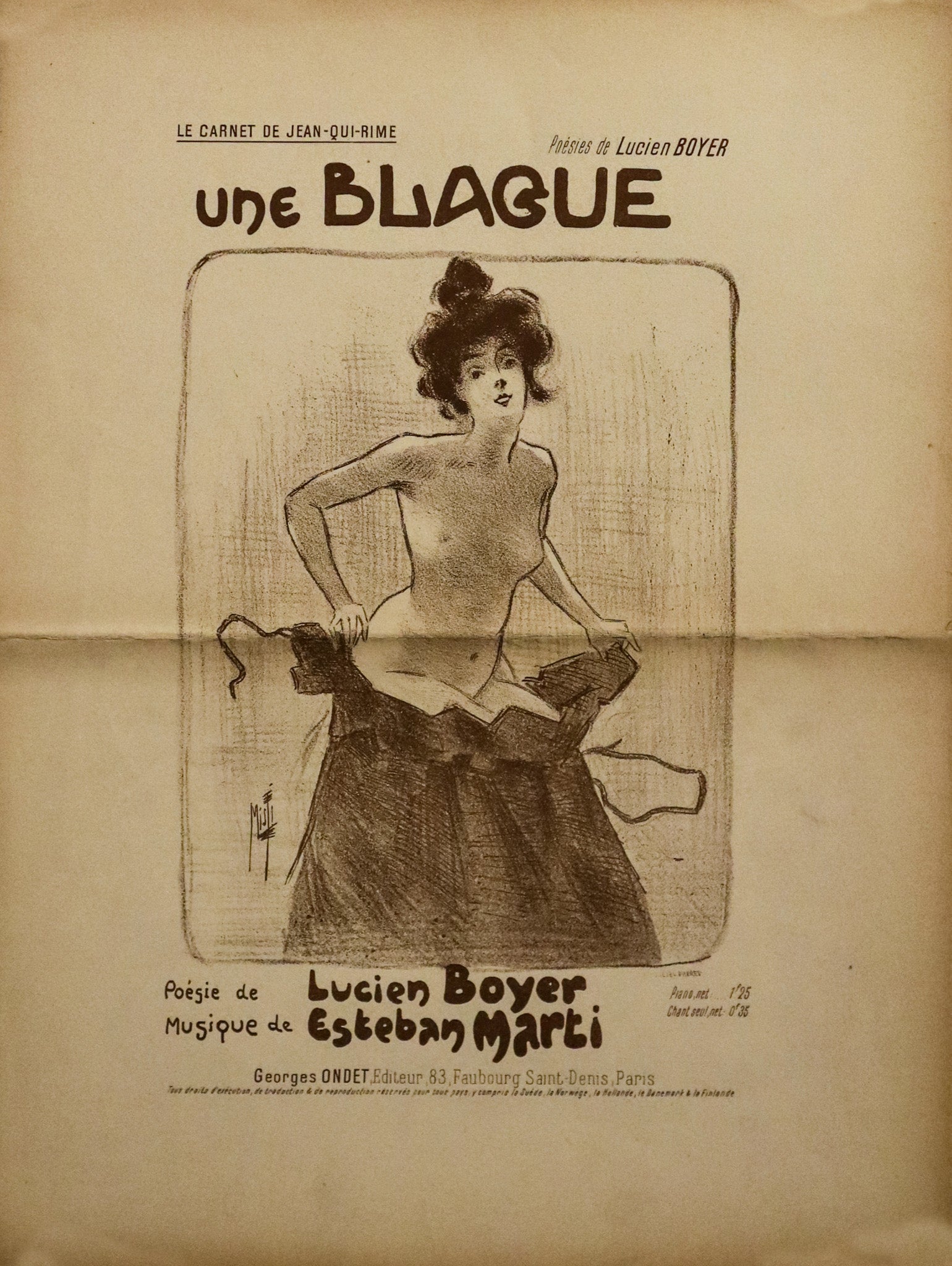 1910 French Music Sheets - Une Blague Misti | Vintage Sheet Music for Piano & Collectors | Perfect for Historical Performances & Home Decor