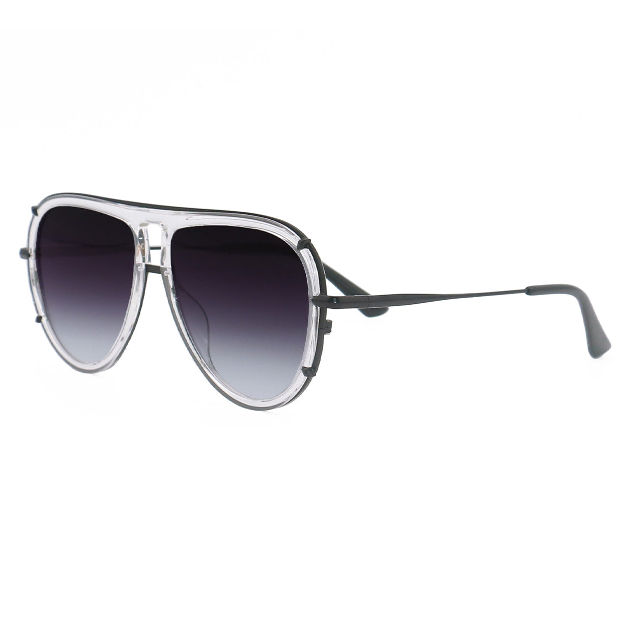 Ivy Luxe Clear Black Tangle-Free Round Aviator Sunglasses for Women - UV Protection, Fashionable & Lightweight - Perfect for Driving, Beach & Outdoor Activities