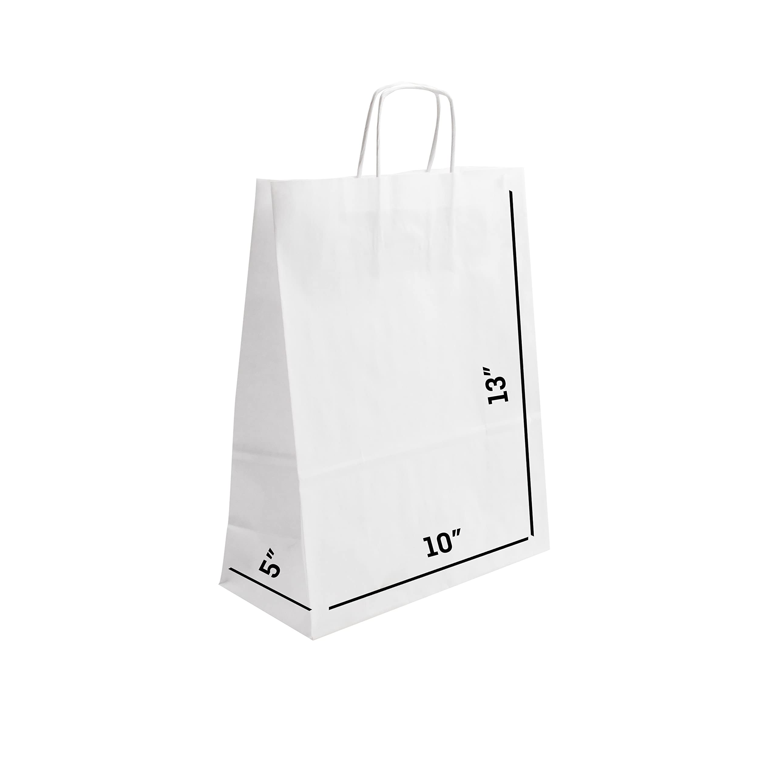 JET 10x5x13 Inch Virgin Kraft Paper Gift Bags with Twisted Handles - Bulk White Recyclable Bags (Pack of 25) | Perfect for Wedding Favors, Retail Packaging, Party Decorations & Eco-Friendly Shopping