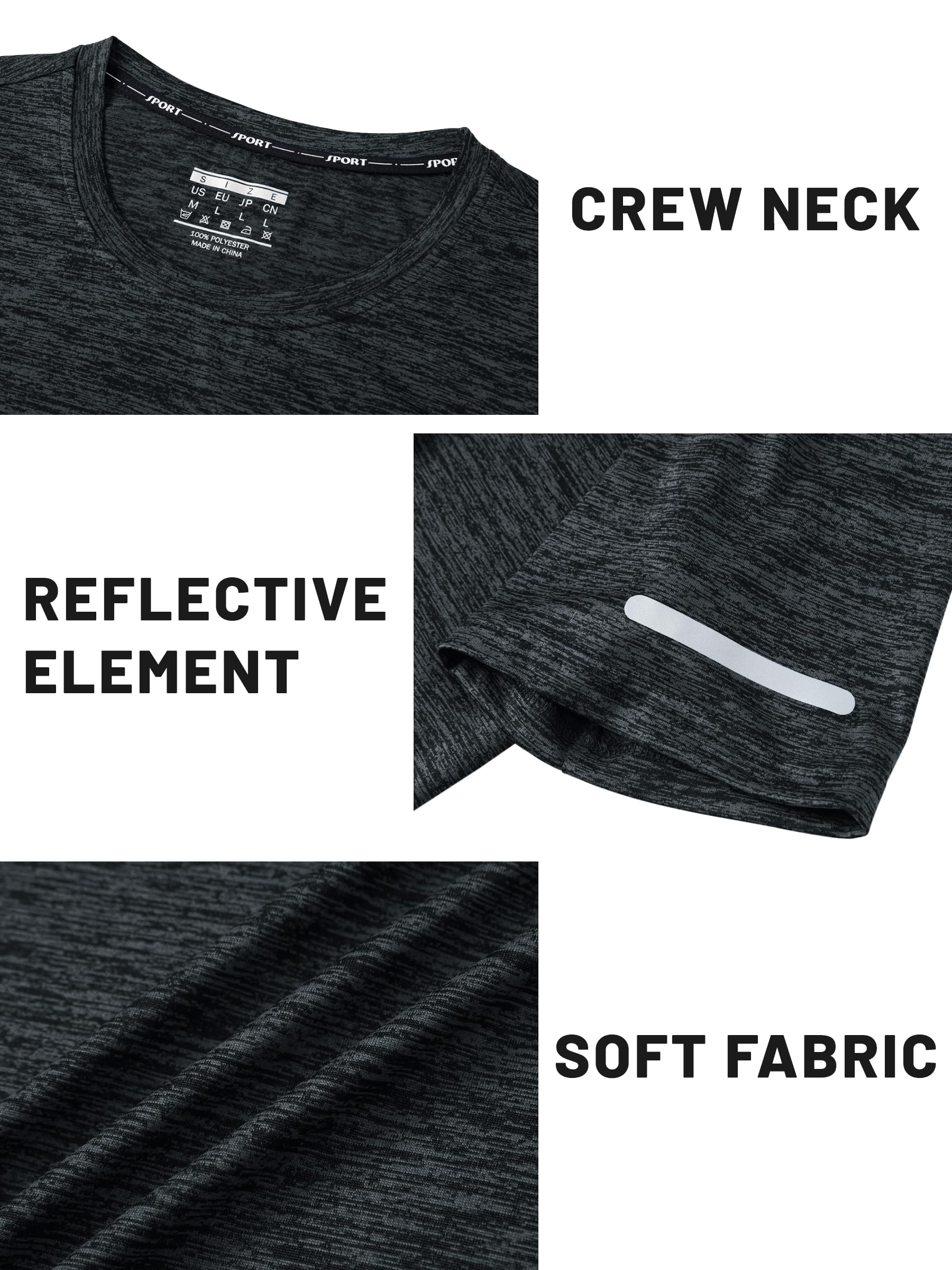 TACVASEN Men's Workout Shirts - Short Sleeve Athletic Dry Fit T-Shirts for Running, Gym & Training - Moisture Wicking Crewneck Tee for Active Lifestyles