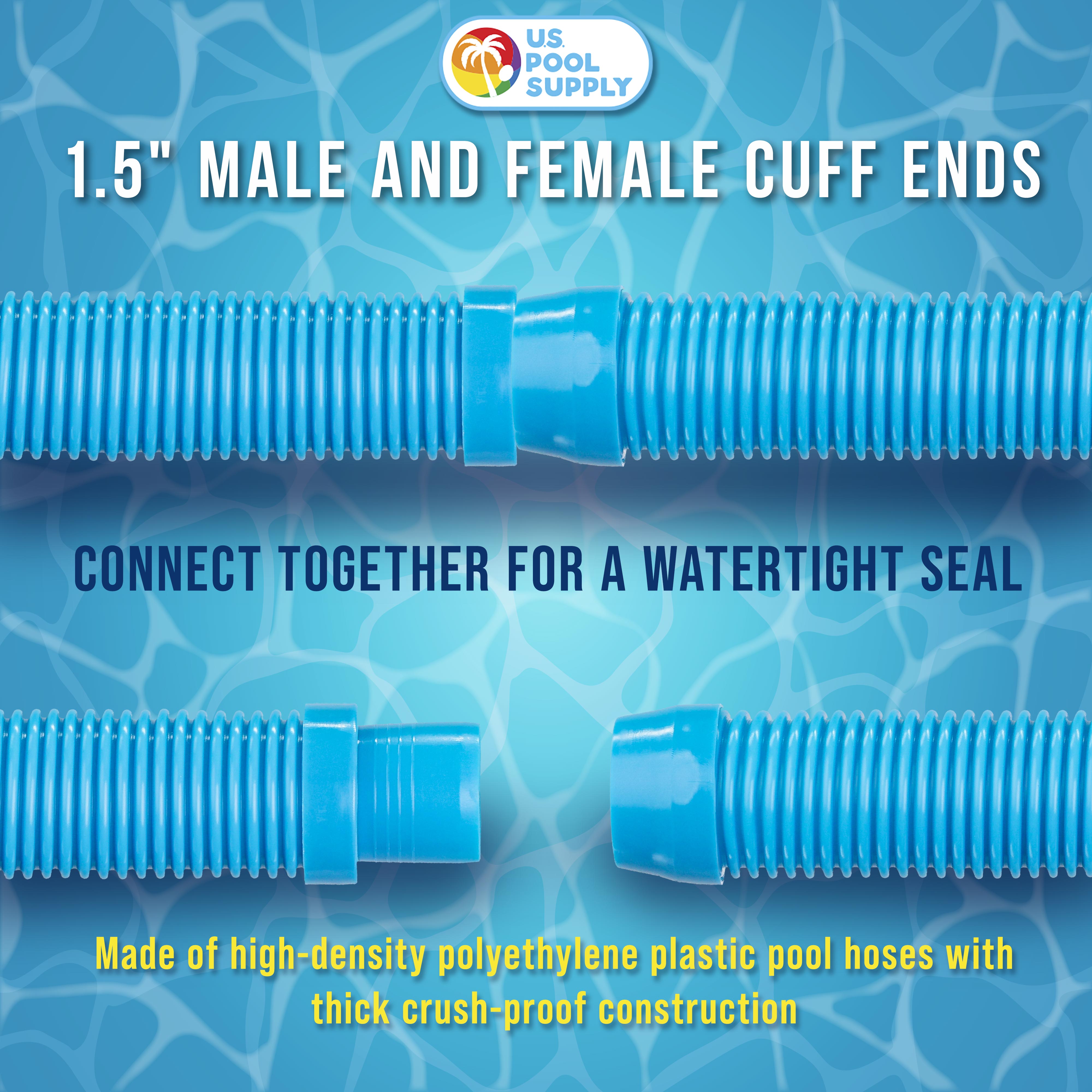 Professional Swimming Pool Vacuum Cleaner Hoses - 20 Section Short Length, 4-Piece Extension Replacement Set with 1.5