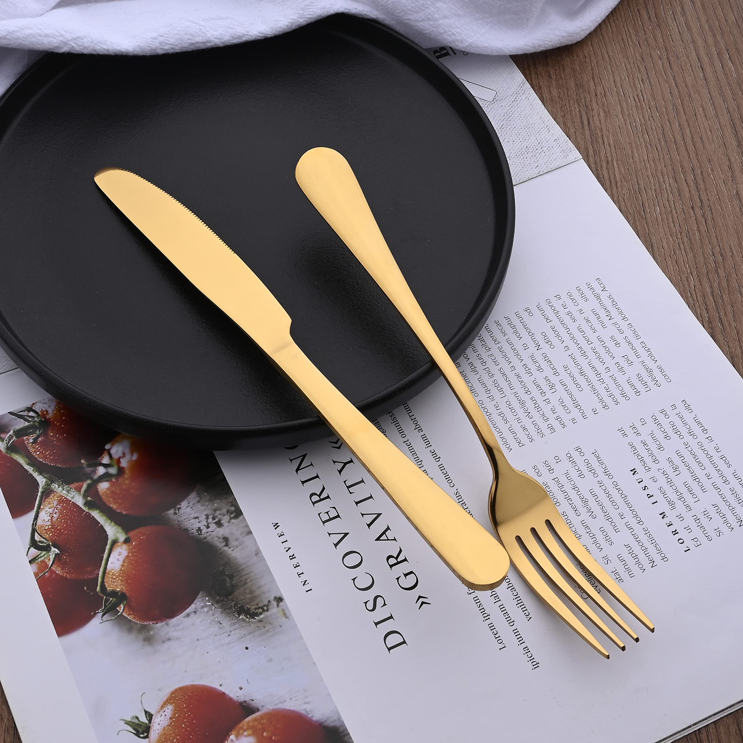 20-Piece Stainless Steel Silverware Set Service for 4 - Mirror Polished Gold Flatware Cutlery Set with Knives, Forks & Spoons - Durable Dishwasher Safe Kitchen Utensils for Dining, Parties & Everyday Use