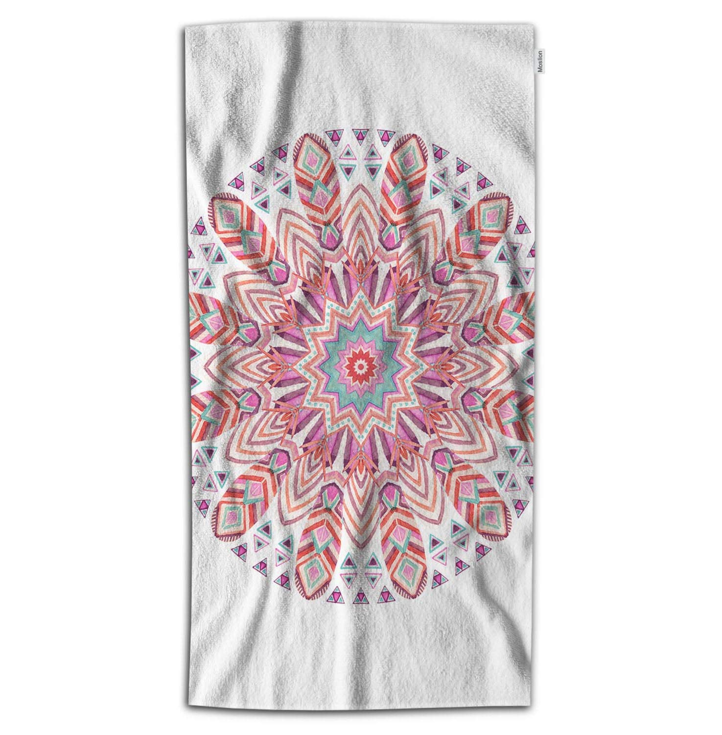Bohemian Mandala Feather Bath Towel - Soft Microfiber 32x64 Inch Green - Face, Hand & Beach Towel for Women - Perfect for Spa, Yoga, Pool & Bathroom Decor