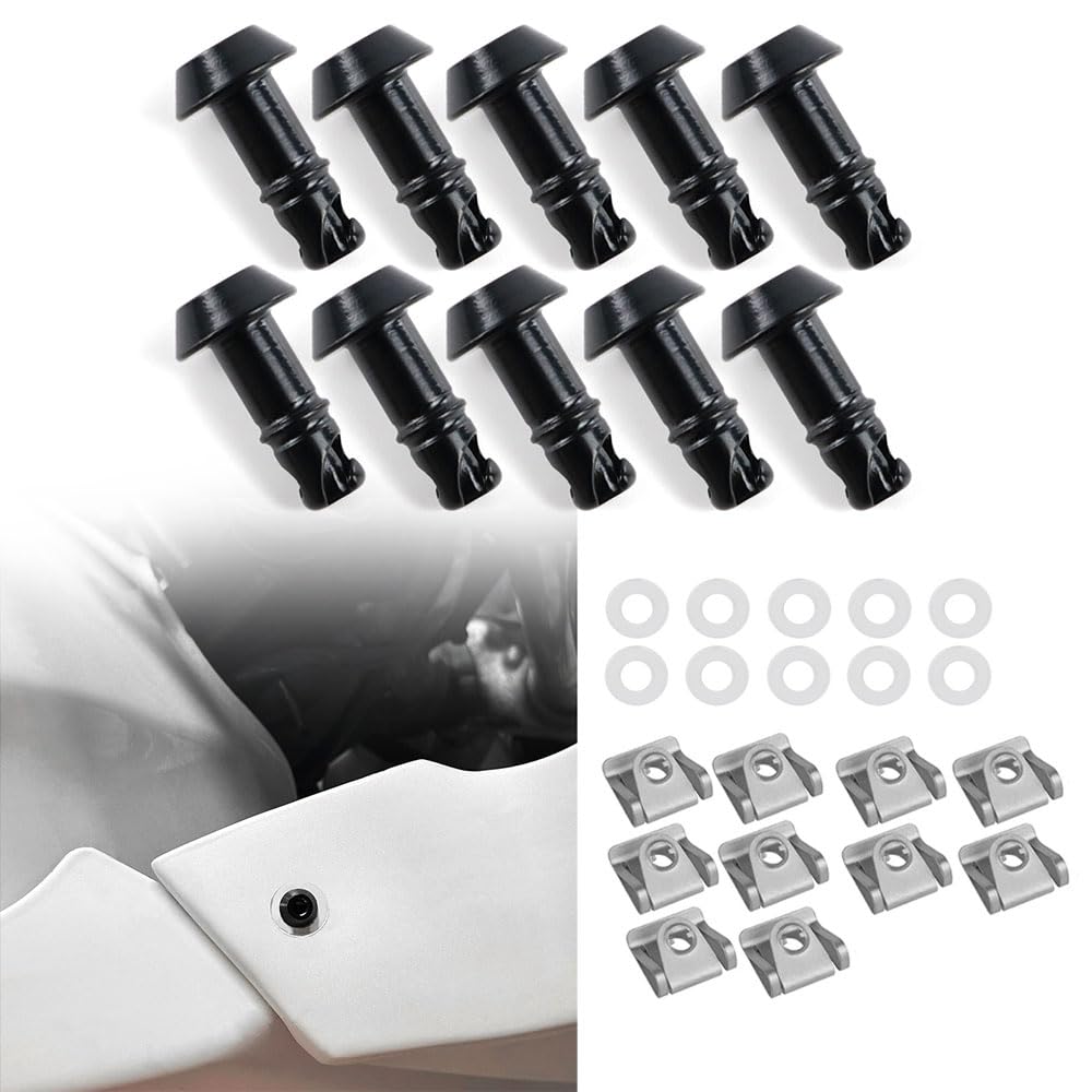 Xitomer 17mm Quick Release Fasteners - Universal Fairing Bolts for Motorcycle Racing (Black)