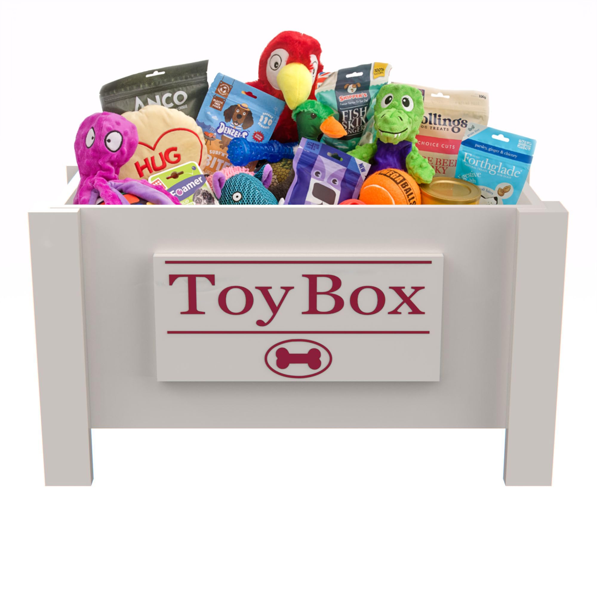 Personalized Dog Toy Box Storage Container - Durable Pet Organizer for Dog Treats, Toys, Leashes & Food | Perfect for Home, Travel & Grooming (Magenta)