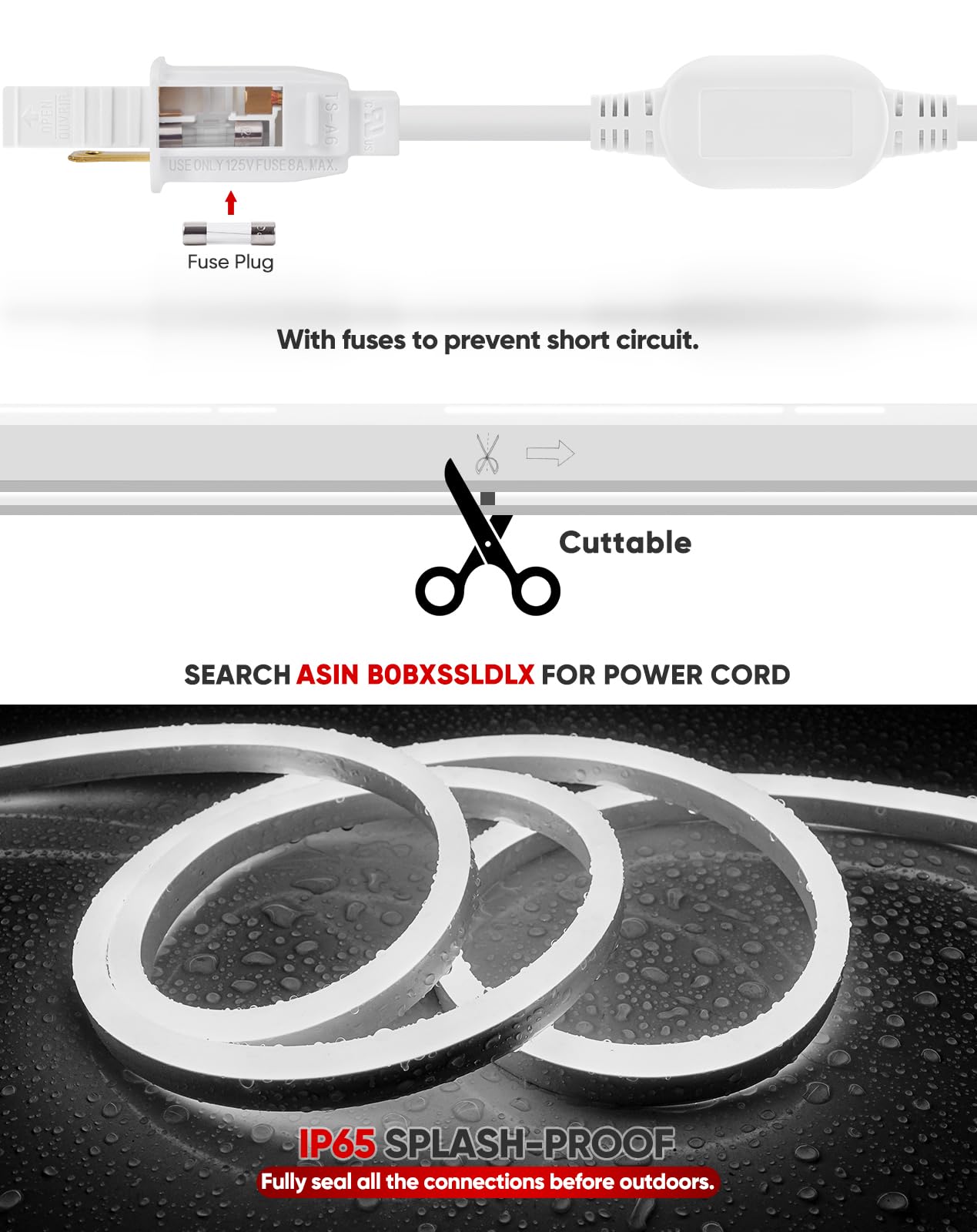 Mounting Clip Pack with 6300K White 50ft LED Neon Rope Lights Kit - Shine Decor Bundle for Home, Party & Outdoor Decoration