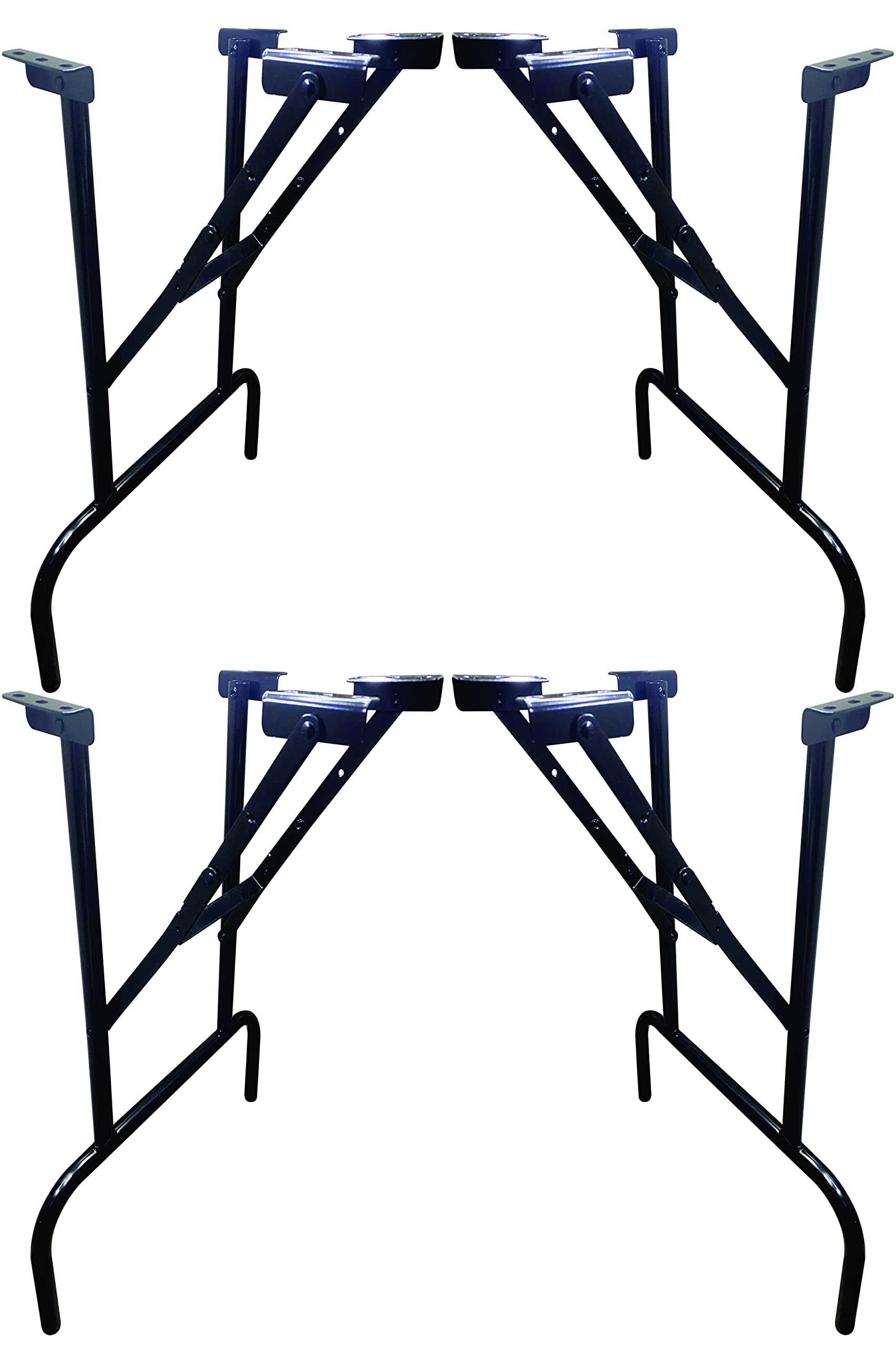 Heavy Duty Steel Folding Table Legs 27 Inch - Industrial Strength Powder Coated Gloss Black - Commercial Grade Table Base for Office, Restaurant & Event Furniture - Perfect for Workstations, Banquet Tables & Trade Show Displays