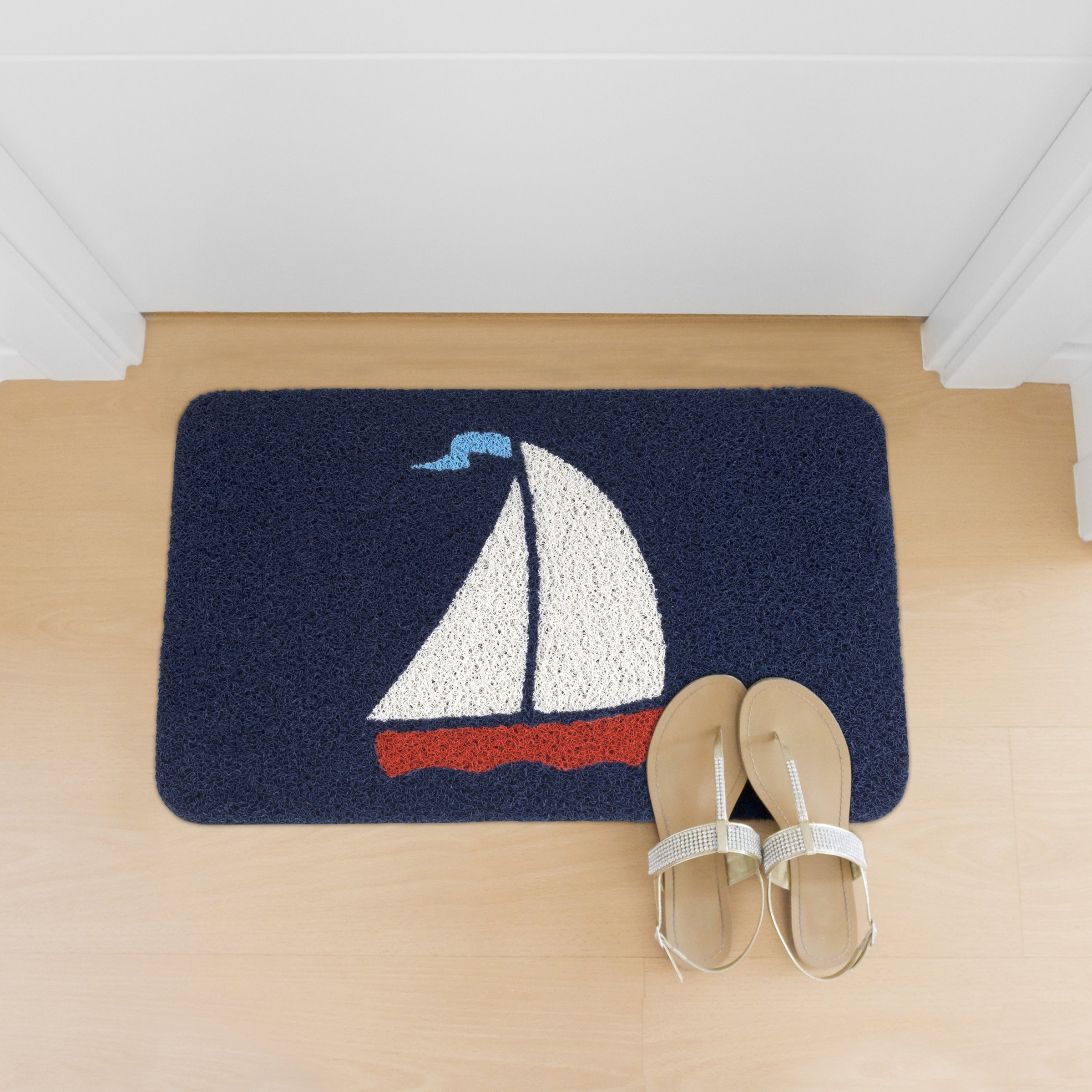 Non-Slip Sailboat Doormat for Outdoor & Indoor Use - Nautical Decor Entryway Rug for Home, Boat, Beach House - Waterproof & Durable Welcome Mat