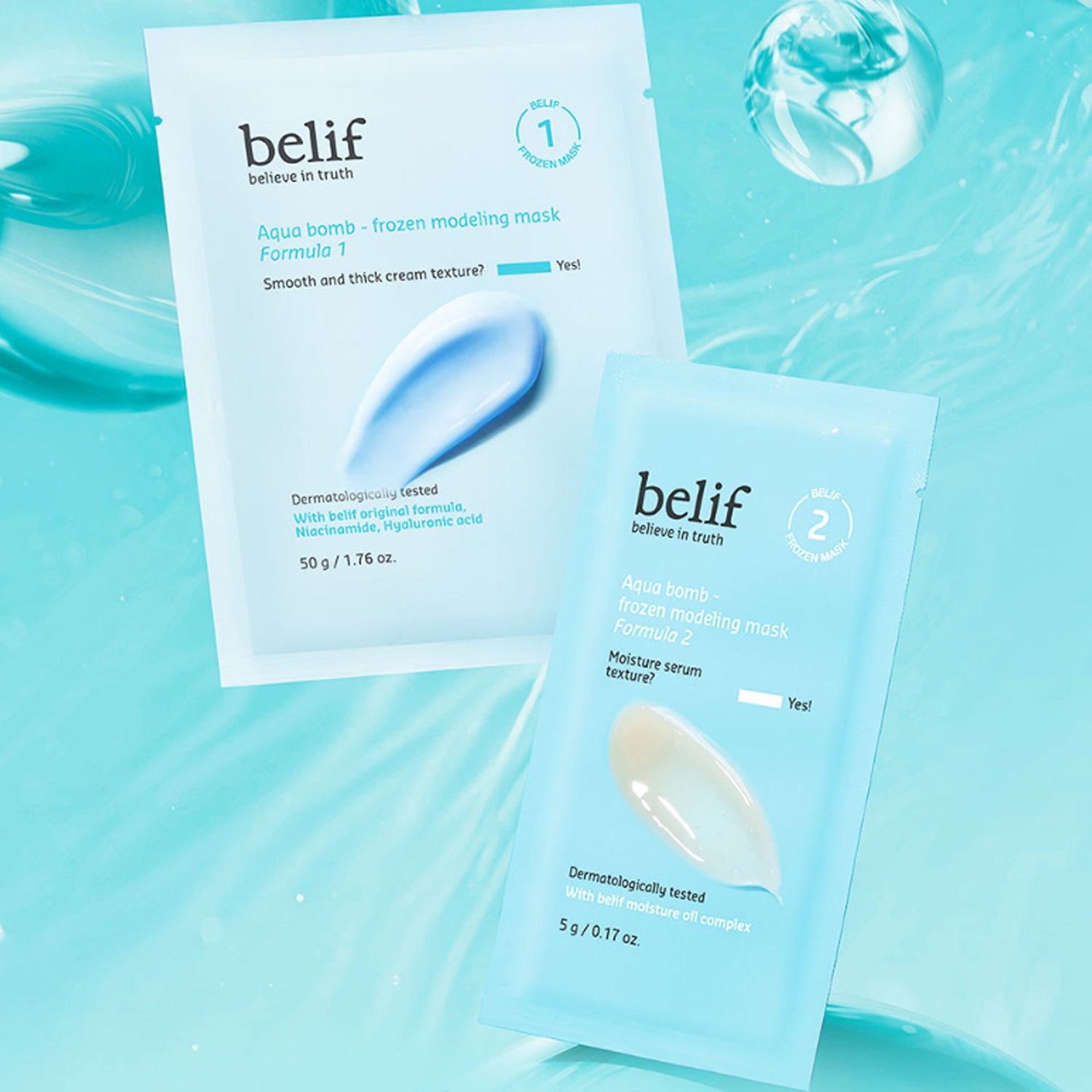 belif Aqua Bomb Frozen Modeling Mask 55g × 4 Pack - Hydrating & Cooling Face Mask for Dry Skin, Perfect for Summer Skincare Routine & Spa Night Self-Care
