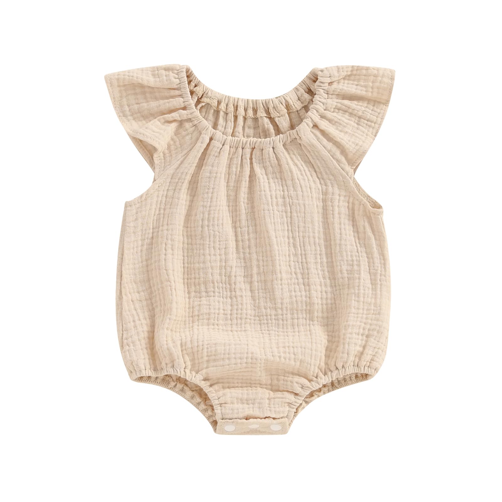 Adorable Newborn Baby Girl Romper - Ruffle Sleeve Smocked Bubble Jumpsuit with Bow Headband | Soft Cotton Summer Outfit for Photoshoots, Parties & Playtime