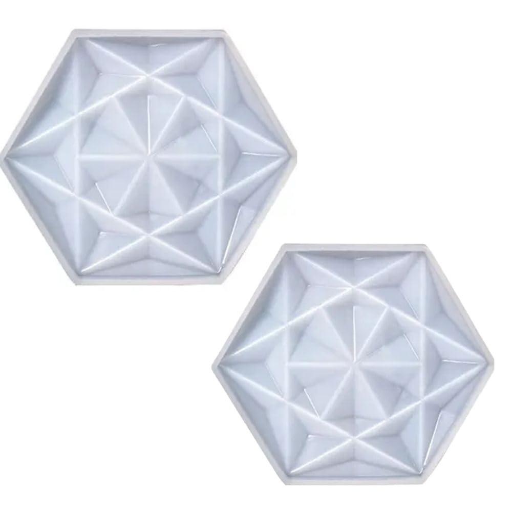 SNOOGG 4 Inch 2-Piece 3D Hexagon Epoxy Resin Molds for DIY Coasters, Cup Holders, Home Decor, Wedding Centerpieces & Desk Organizers - Perfect for Crafting, Gift Making & Tabletop Decorations