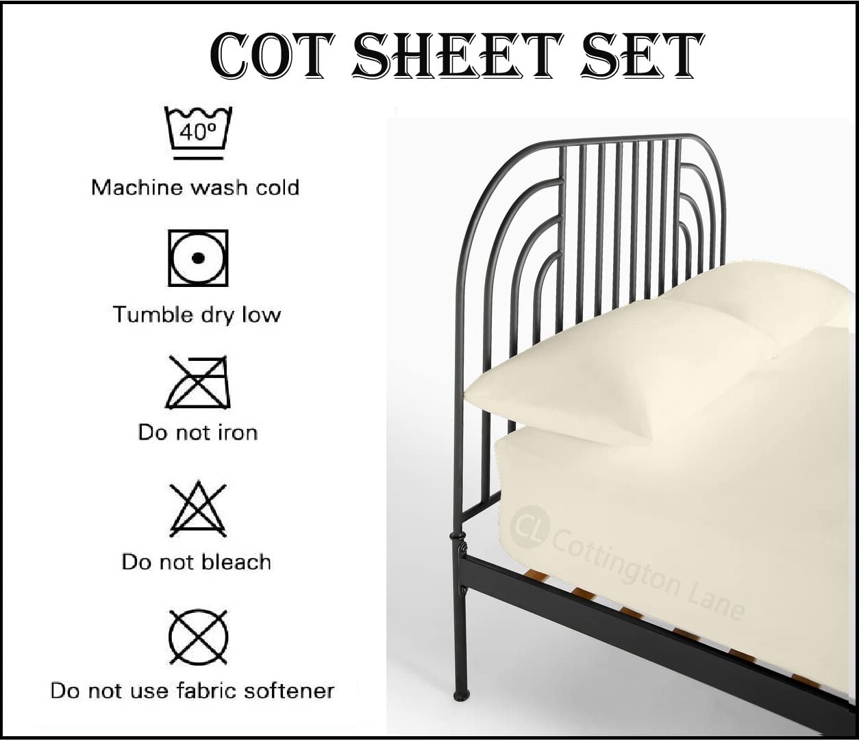 Premium 100% Cotton Cot Sheets 33x75 Inches - Soft & Breathable Fitted Sheet for Narrow Twin, RV Bunk, Camping Cot & Guest Bed - Ivory Solid Color - Perfect for Travel, Camping & Home Use