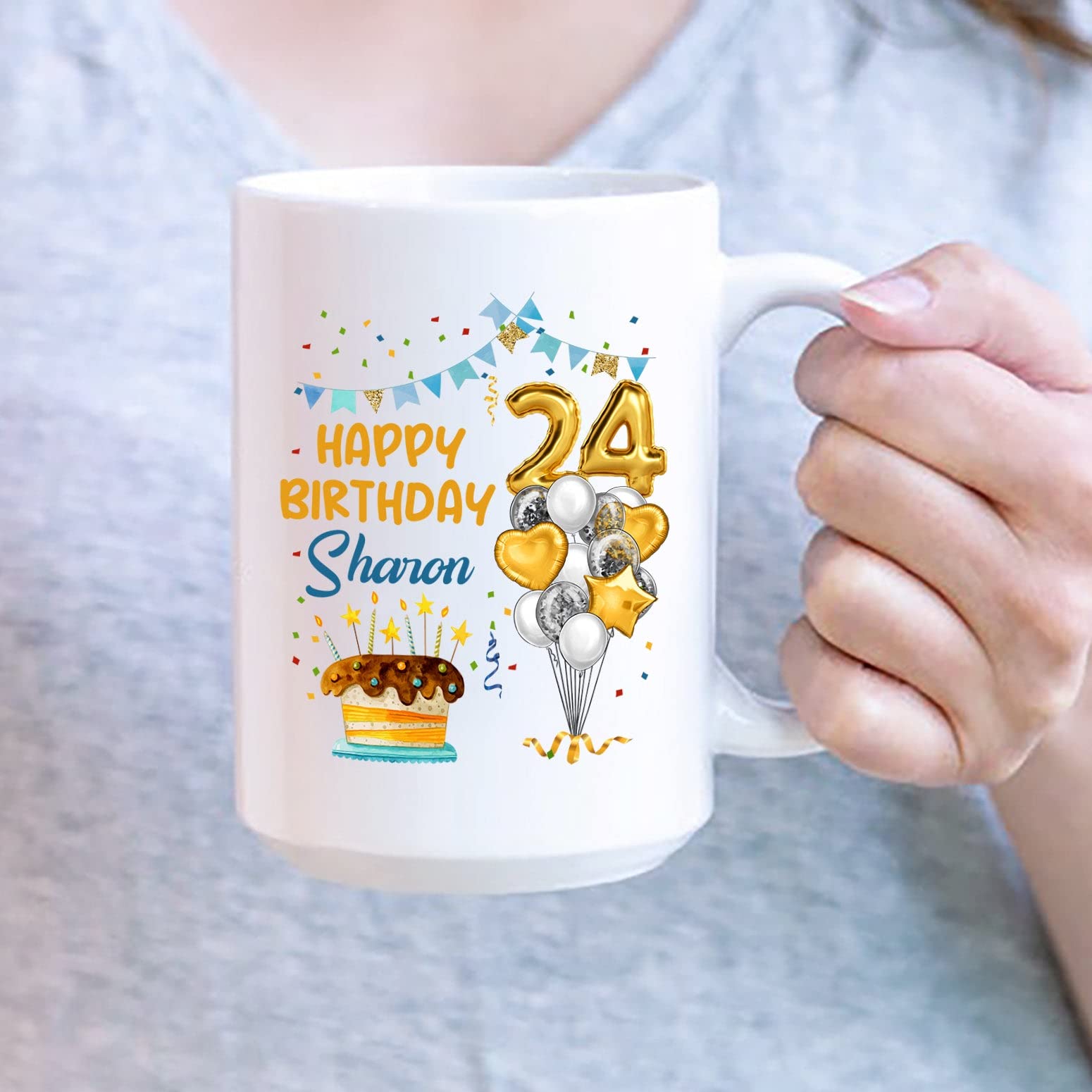 **Personalized Happy Birthday Coffee Mug - Custom Name 11oz & 15oz Porcelain Cup - Unique Birthday Gift for Women, Men, Friends - Perfect for Celebrations, Office, Home & Party Decor**
