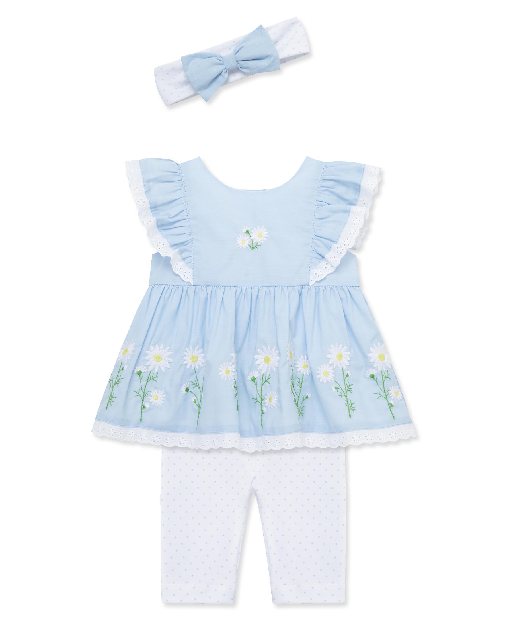 Little Me Baby Girls' 3-Piece Tunic, Pants & Headband Set | Soft Cotton Outfit for 3-24 Months | Perfect for Playdates, Family Photos & Special Occasions