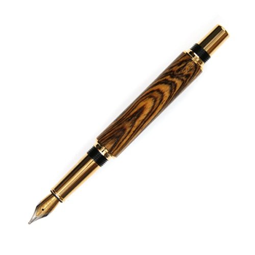 Lanier Baron Fountain Pen - TN Gold Finish - Bocote Wood Luxury Writing Instrument for Calligraphy & Elegant Gifting