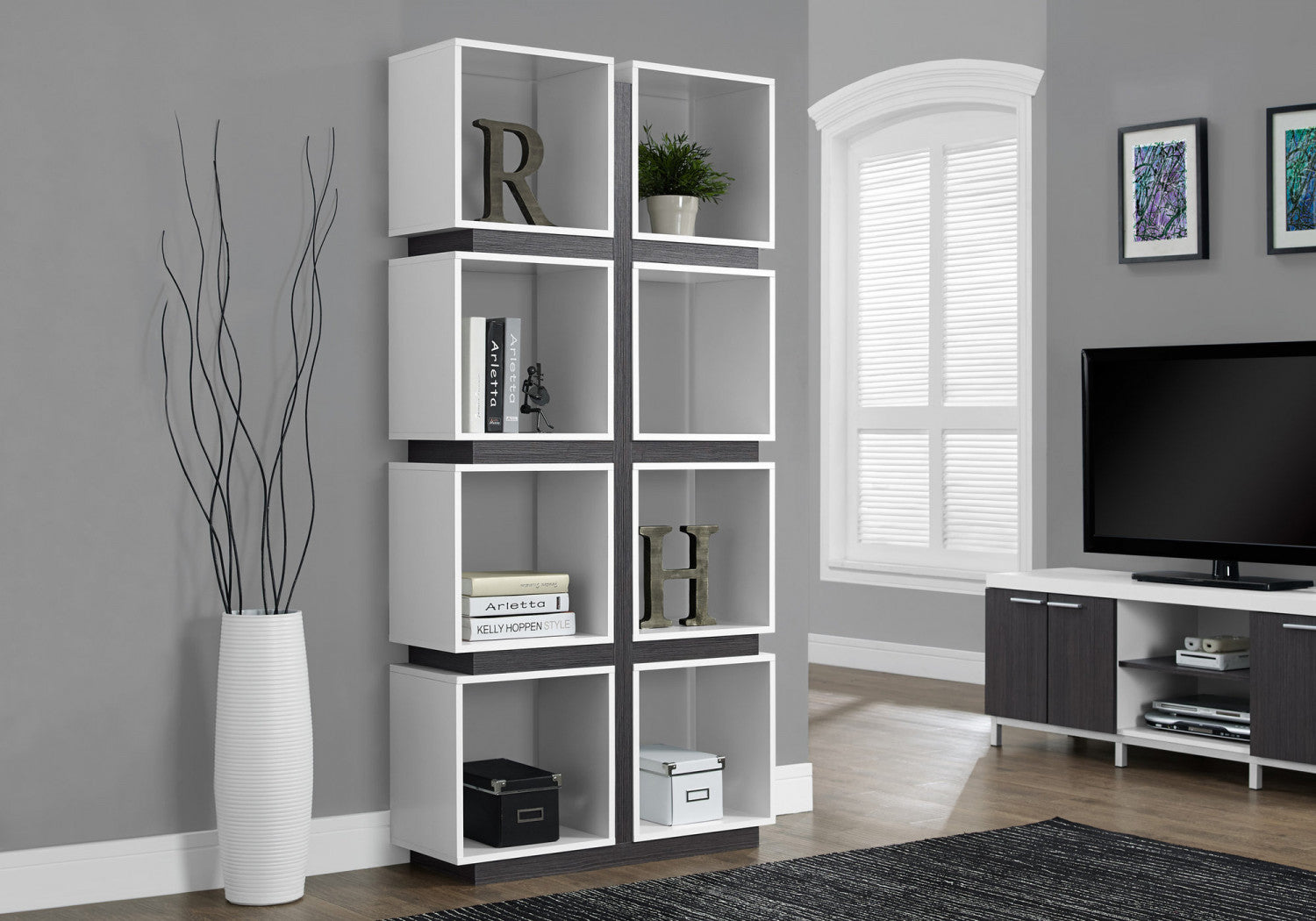 Modern White Rhea Bookcase - Stylish Storage for Books, Decor & More - Perfect for Living Room, Bedroom or Home Office