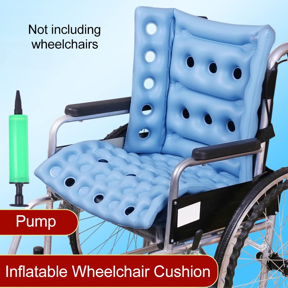 Premium Inflatable Pressure Relief Cushion for Wheelchair & Recliner - Orthopedic Bed Sore Prevention Seat Pad with Non-Slip Cover (Blue) - Ideal for Elderly Care, Post-Surgery Recovery & Long-Term Sitting Comfort