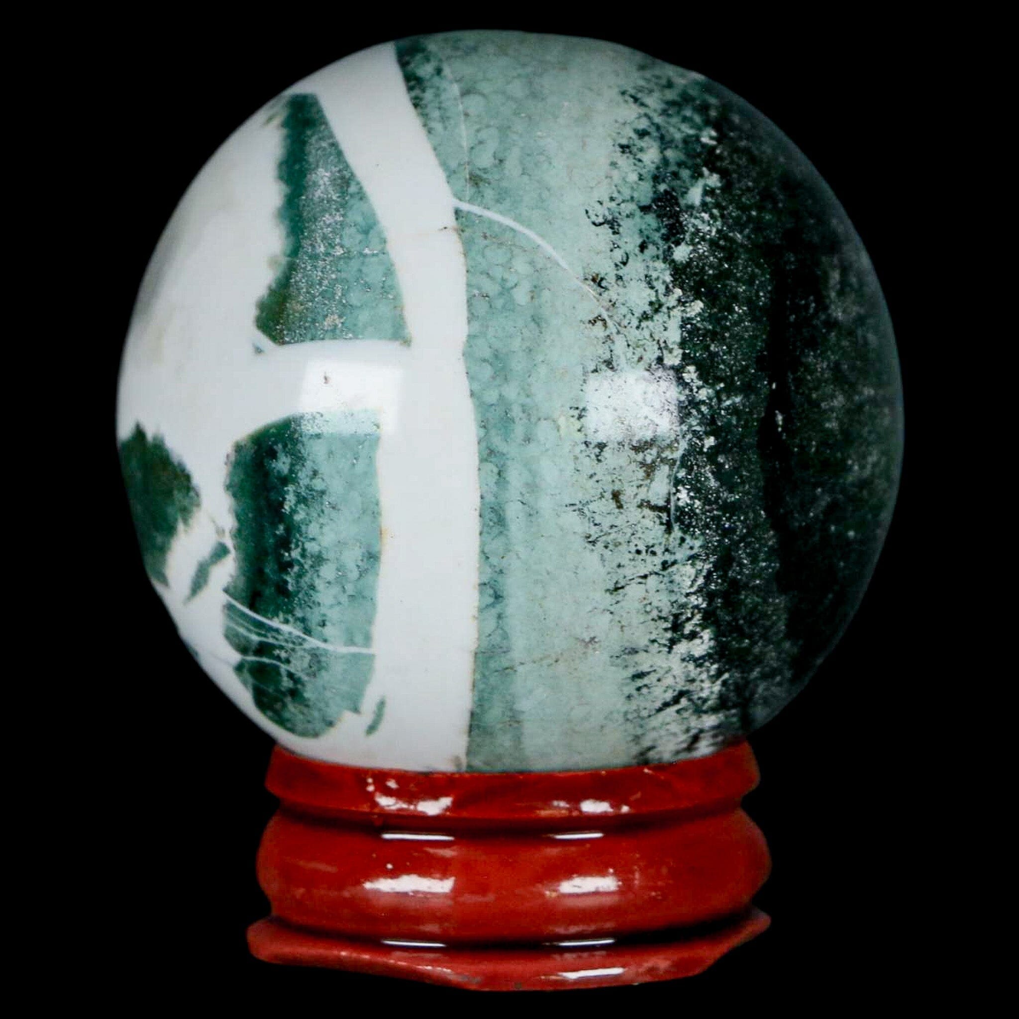 45MM Sardonyx Mineral Specimen - Green & White Sphere Ball Orb from Brazil with Display Stand | Perfect for Crystal Healing, Home Decor & Mineral Collection