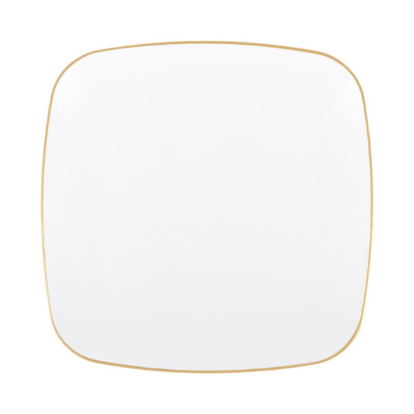 32-Piece Gold & White Leaf Square Plastic Dinnerware Set - BPA-Free Reusable Tableware for 16 Guests - Perfect for Outdoor Picnics, Garden Parties & Eco-Friendly Dining