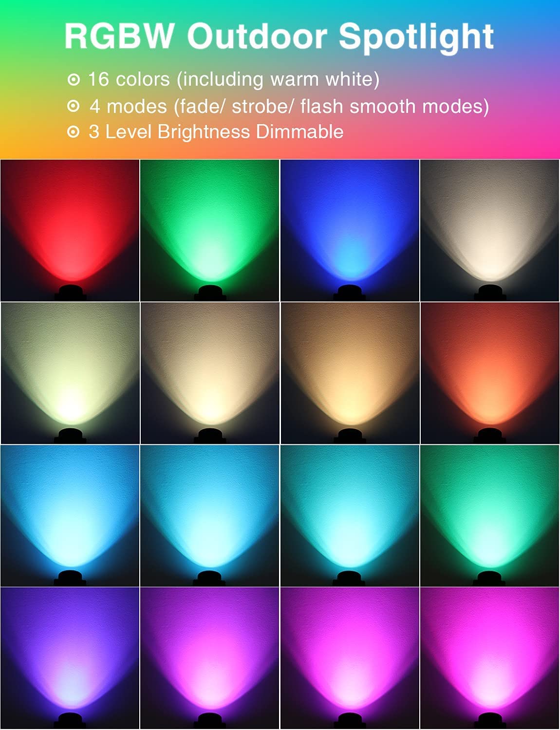 SUNVIE 2 Pack RGB Outdoor LED Spotlight with Remote Control - Color Changing Landscape Lights with Timer Plug, Dusk to Dawn & Countdown Function - Perfect for Yard, Garden Path, Patio, and Pool Area Lighting
