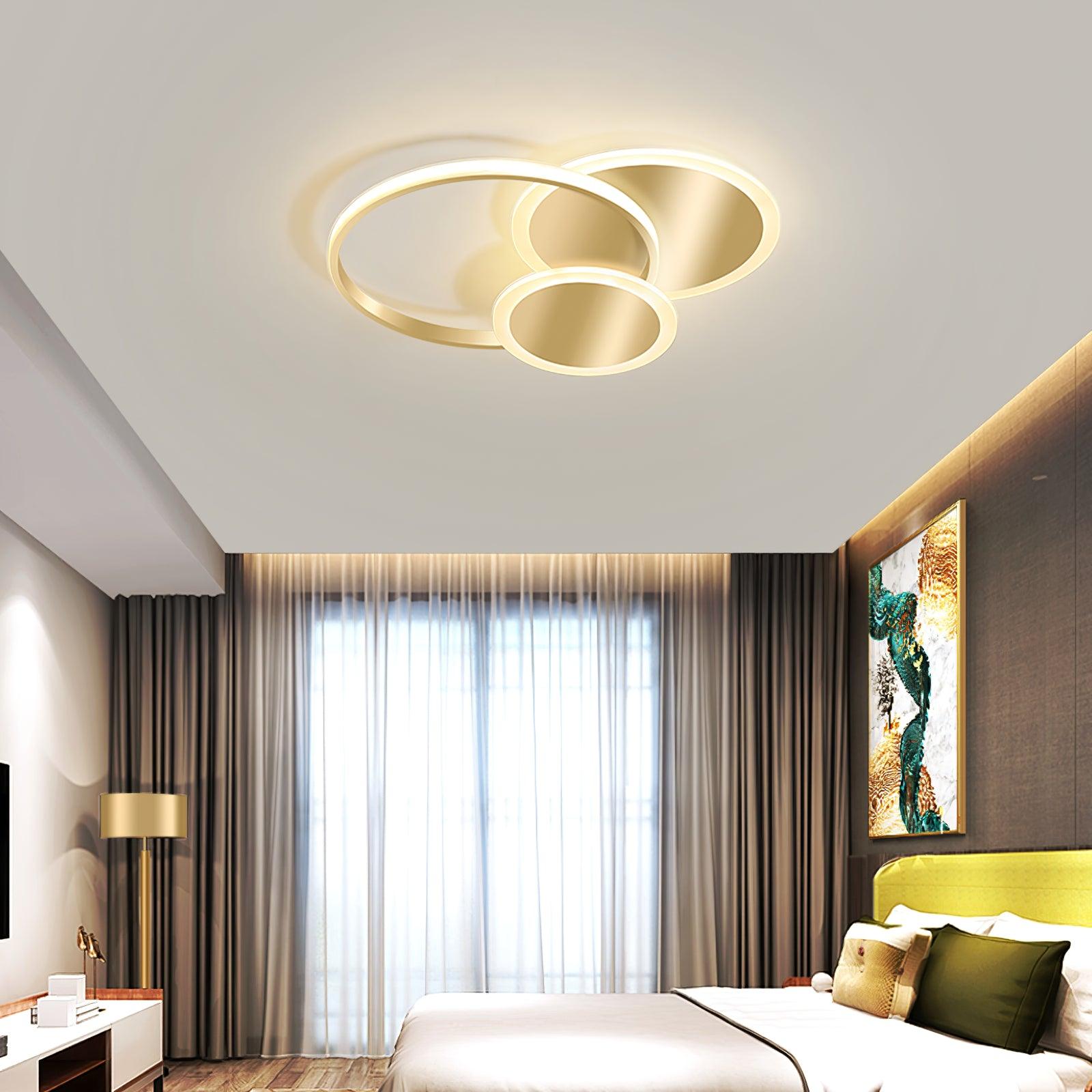 Modern Circles LED Ceiling Light Fixture - Energy Efficient Dimmable Flush Mount Lighting for Bedroom, Living Room & Kitchen - Home & Office Interior Design